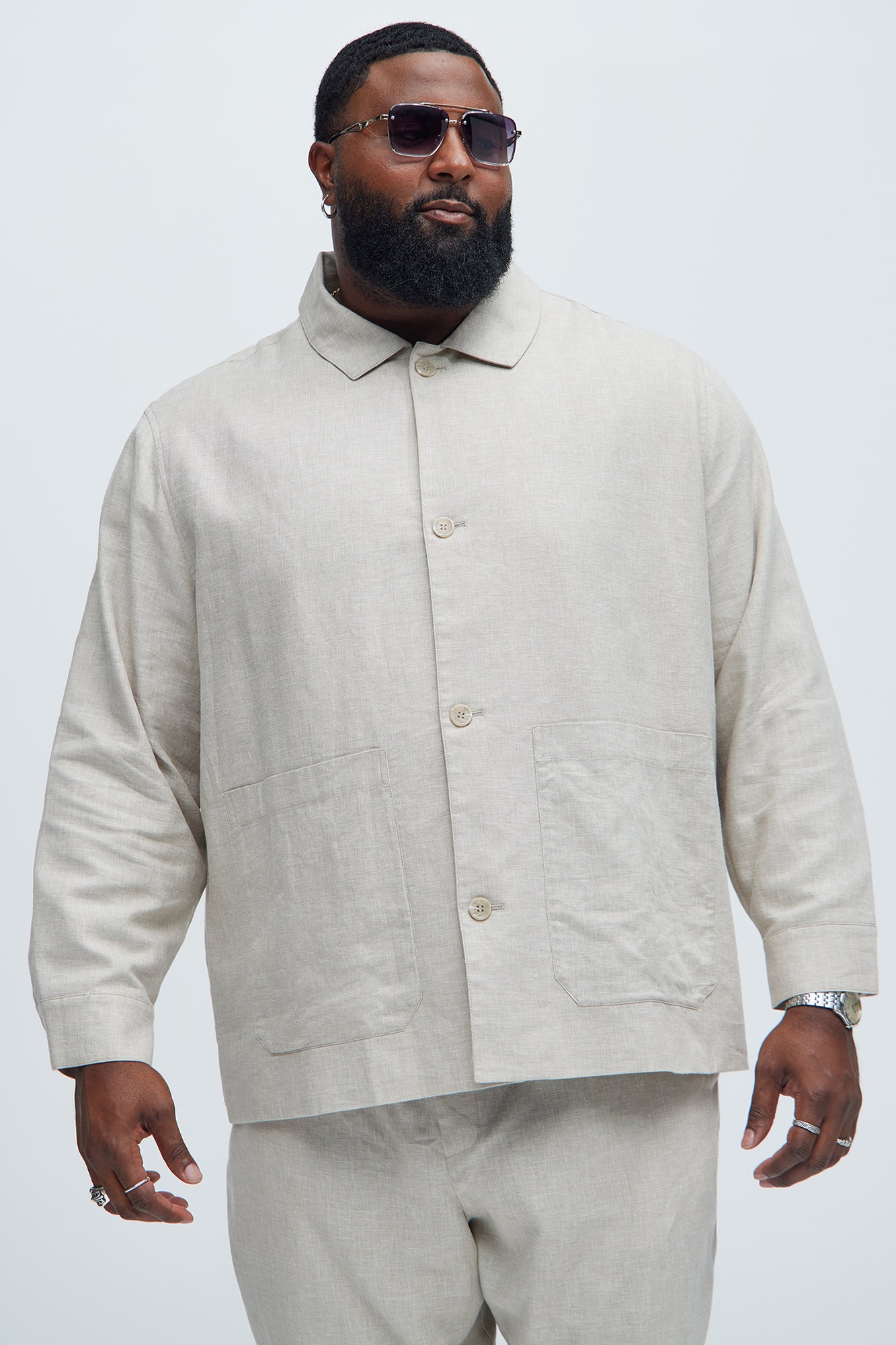 Bahamas Linen Chore Jacket - Stone - Image 5