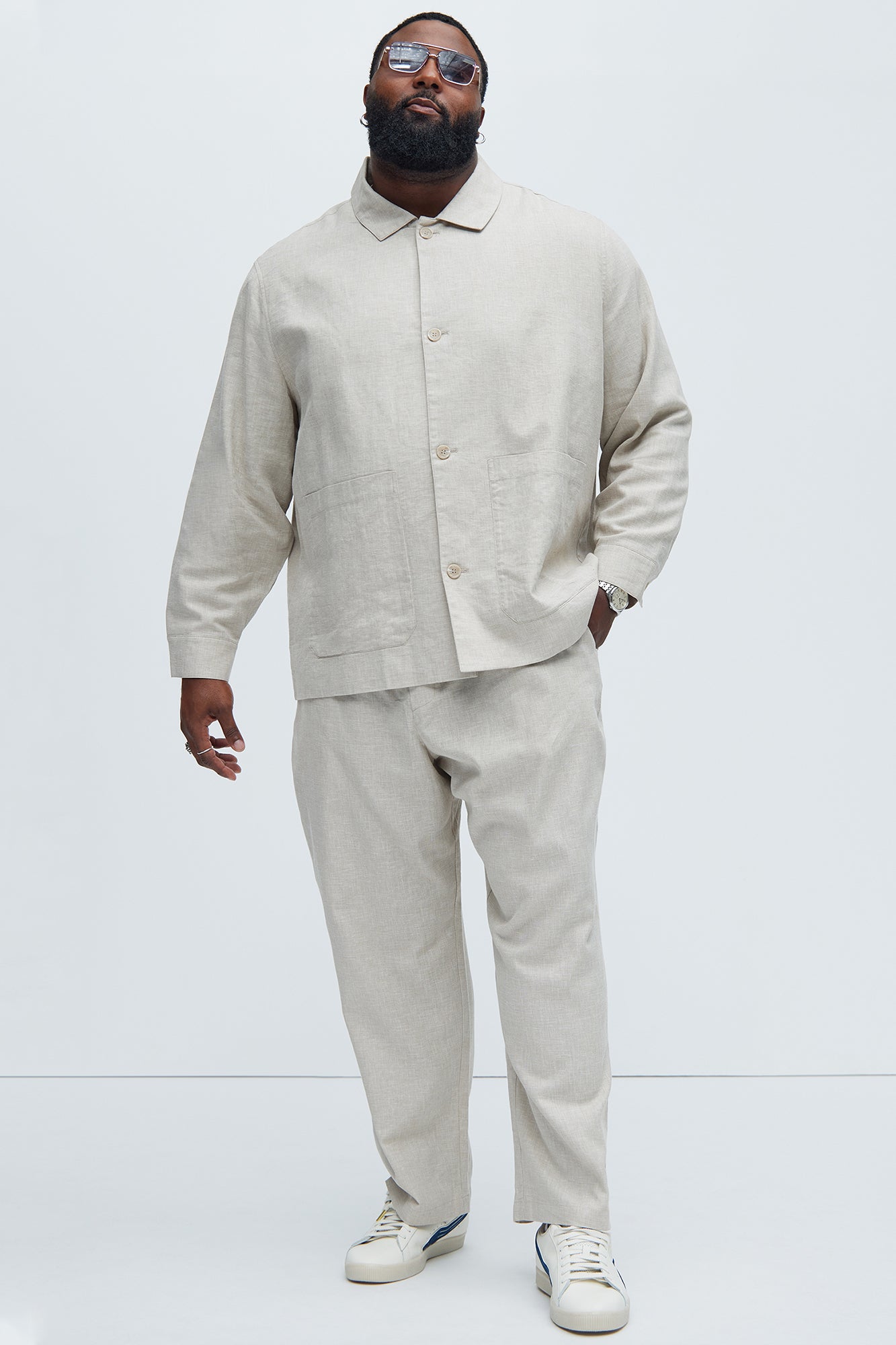 Bahamas Straight Linen Pants - Stone - Image 6