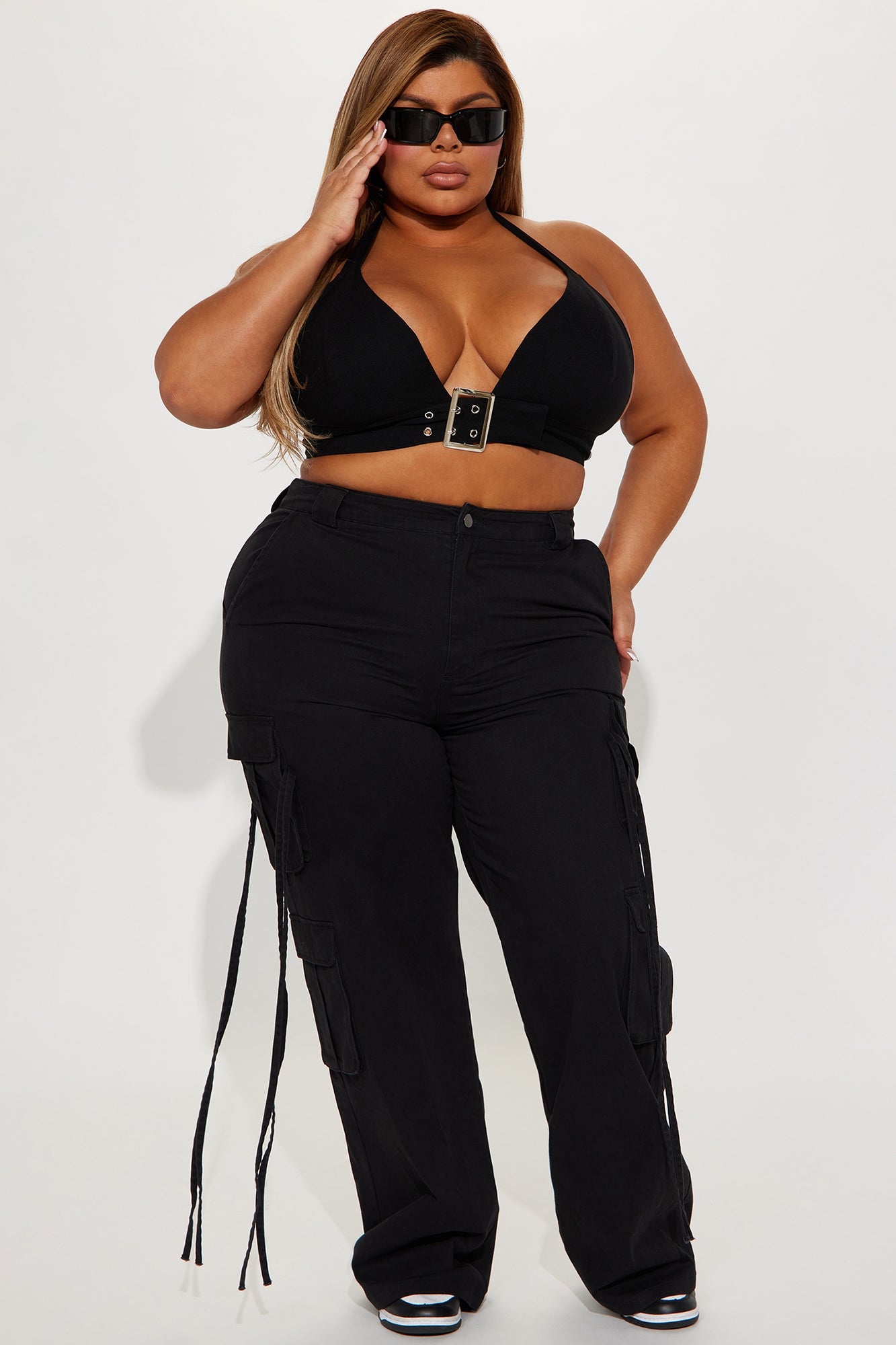 Golden Hour Wide Leg Cargo Pant - Black - Image 4