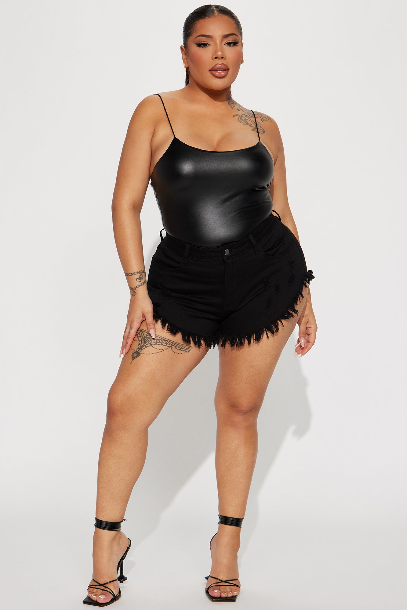 Crazy Little Fringe Distressed Denim Shorts - Black - Image 9