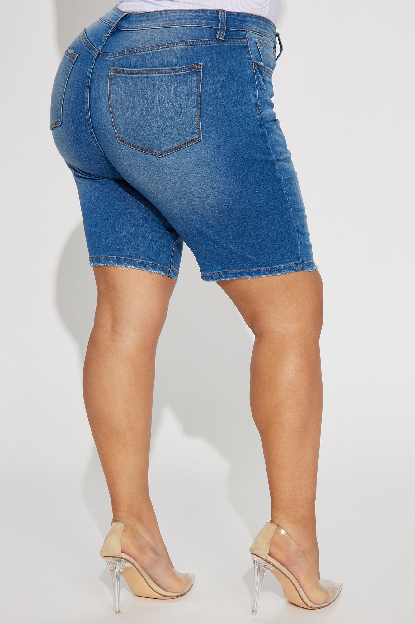 On The List Deluxe Stretch Bermuda Shorts - Medium Wash - Image 6