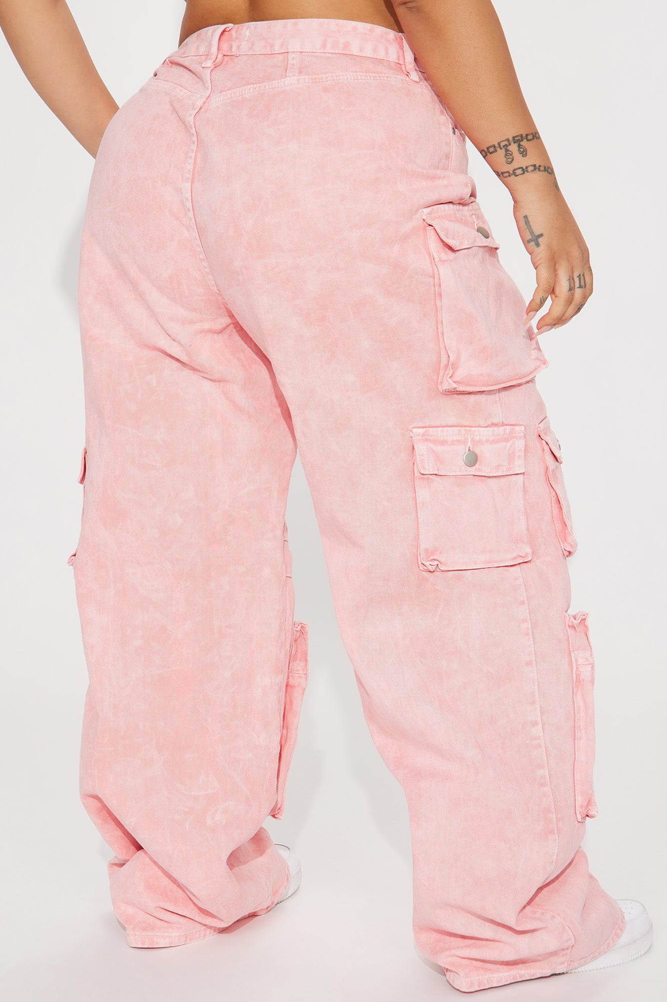 Lily High Rise Cargo Jeans - Pink - Image 8