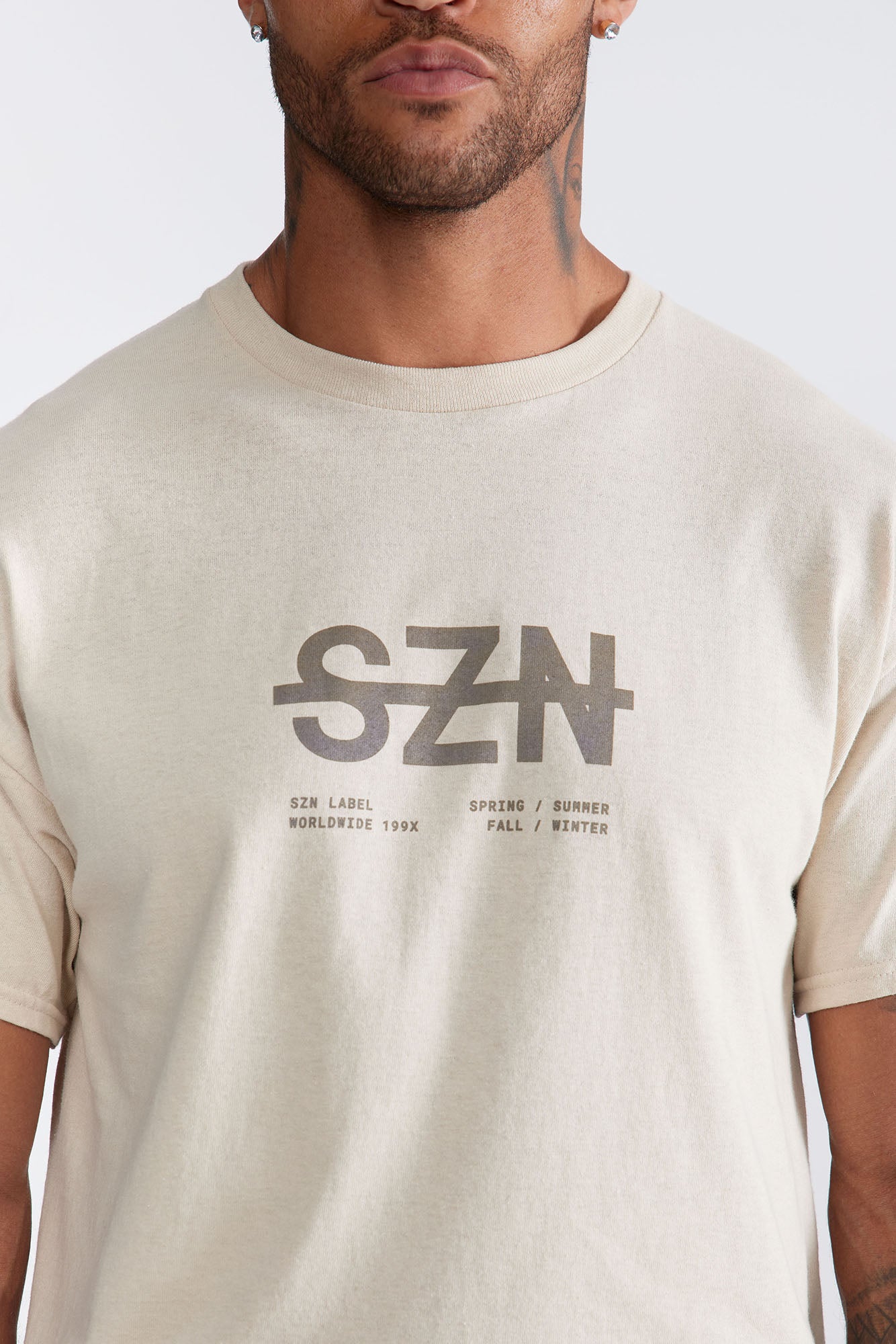 SZN Label Short Sleeve Tee - Khaki - Image 3