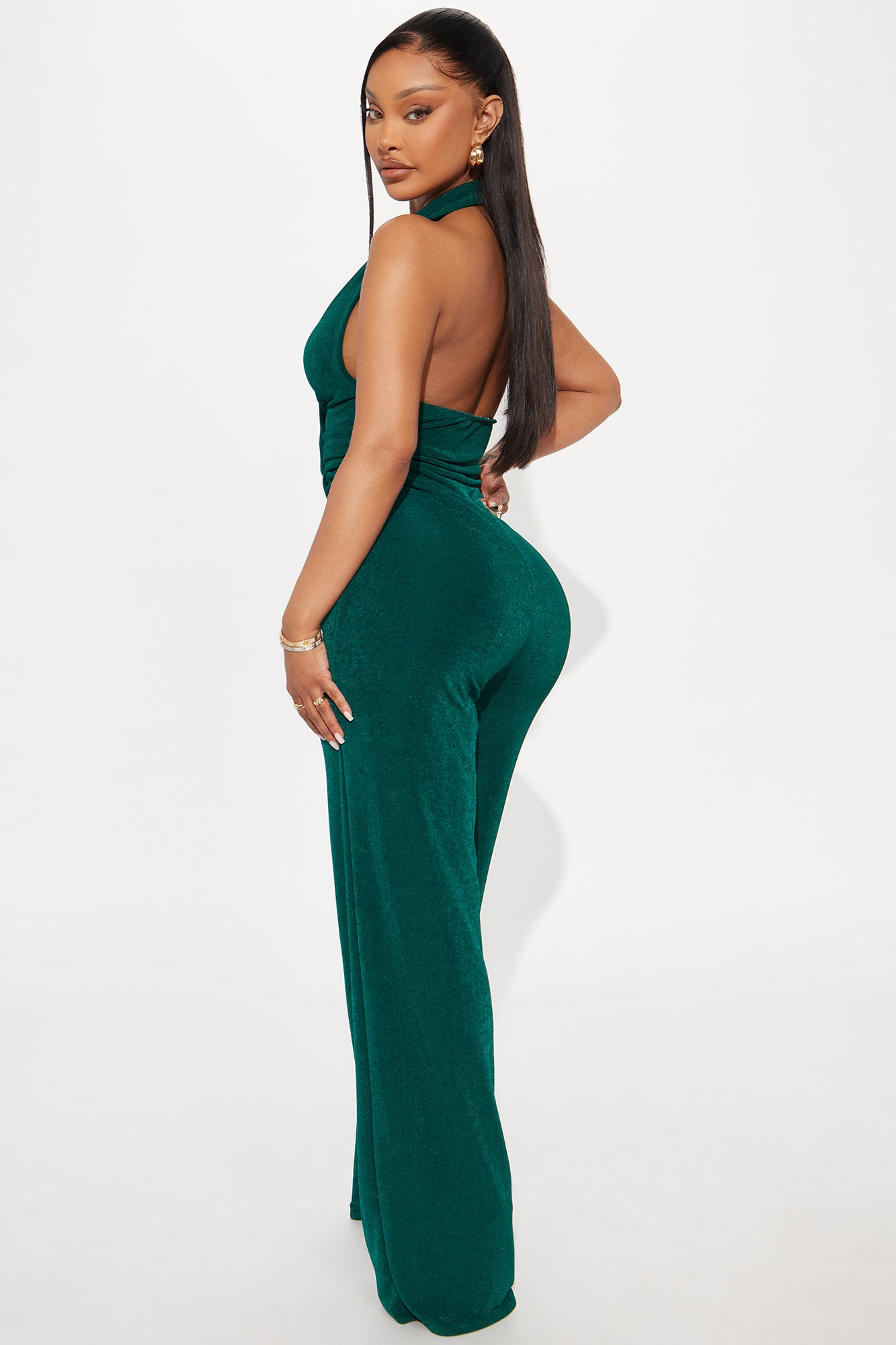Wave Sounds Slinky Halter Jumpsuit - Hunter - Image 3