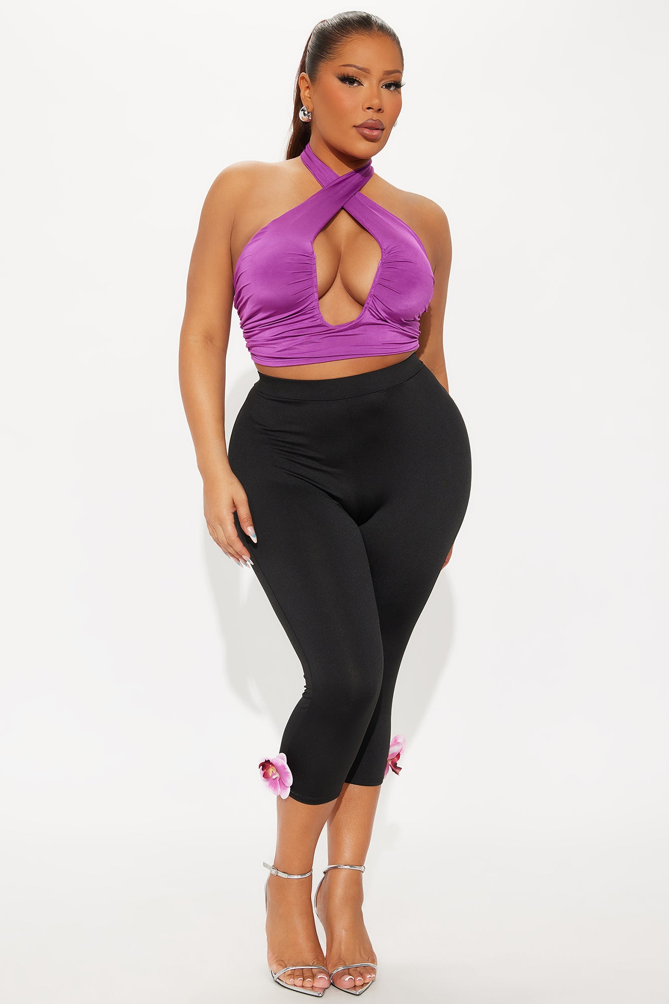 Leilani Hibiscus Capri Legging - Black - Image 4