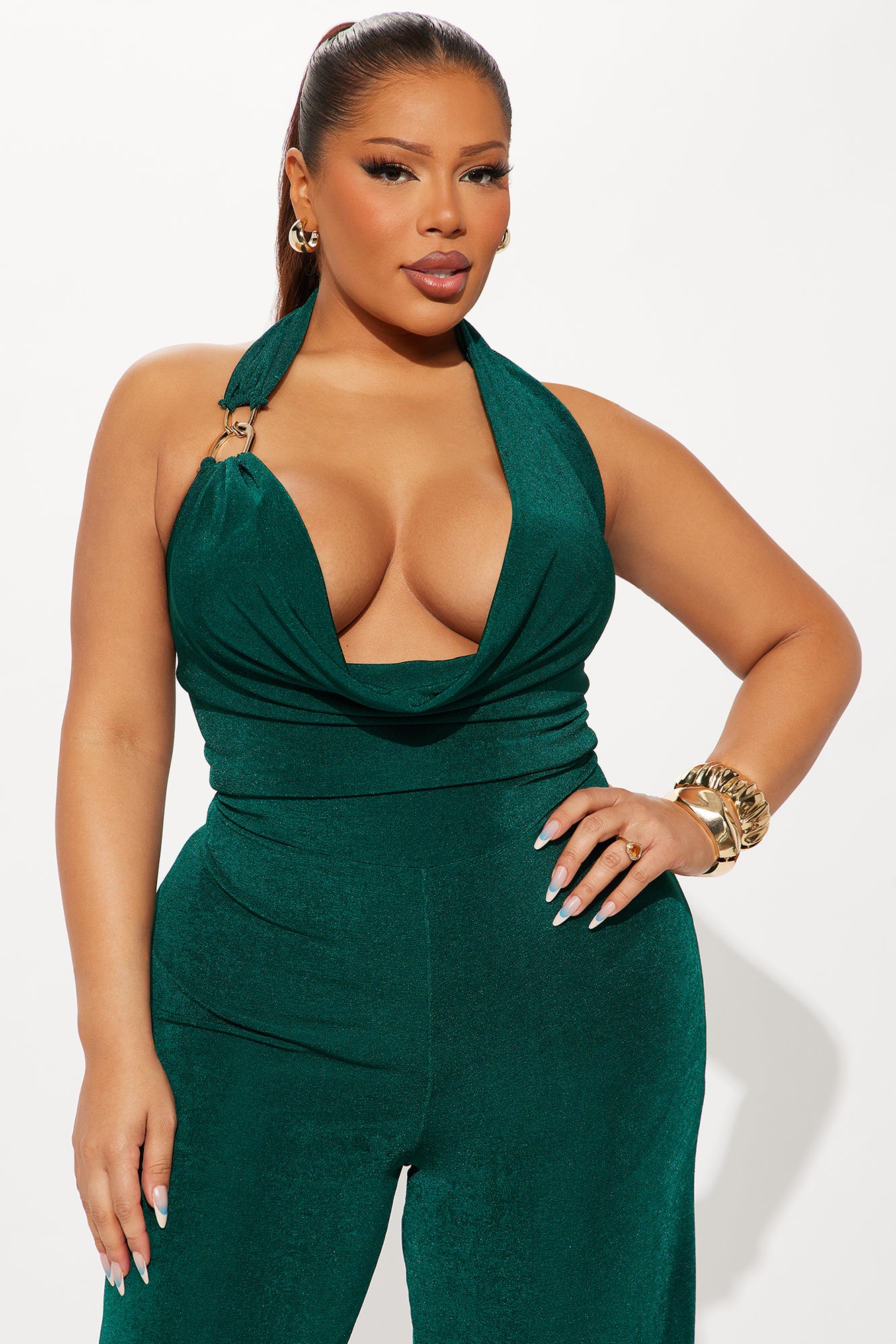 Wave Sounds Slinky Halter Jumpsuit - Hunter - Image 5