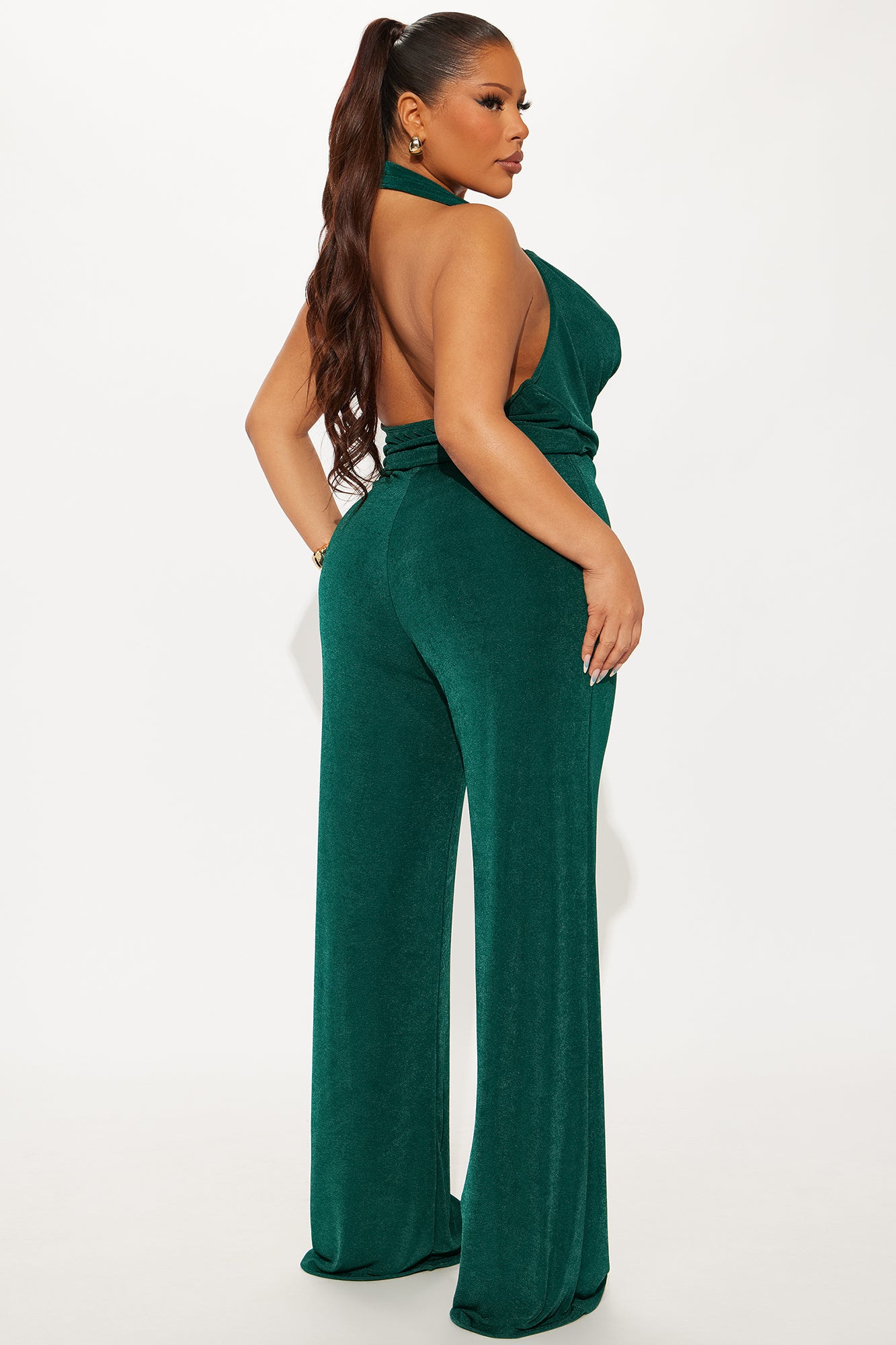 Wave Sounds Slinky Halter Jumpsuit - Hunter - Image 6