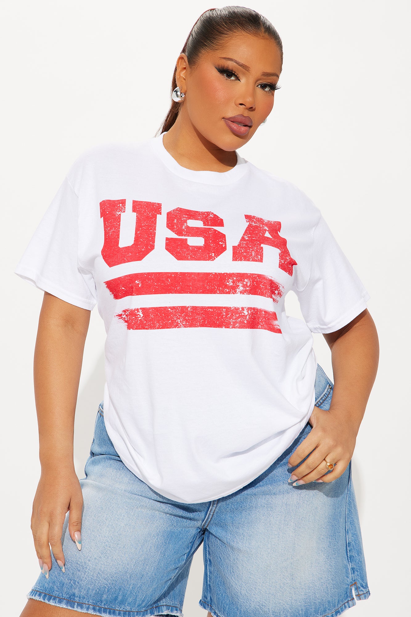 USA Summer Vibe Oversized Tee - White - Image 4