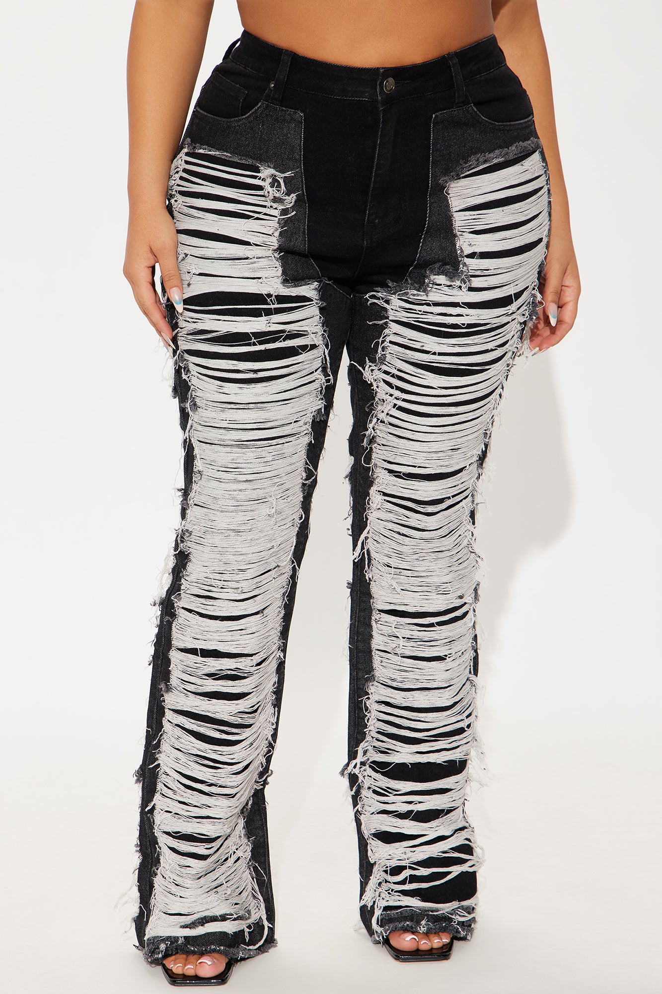 Know The Drill Shredded Bootcut Jeans - Black - Image 5