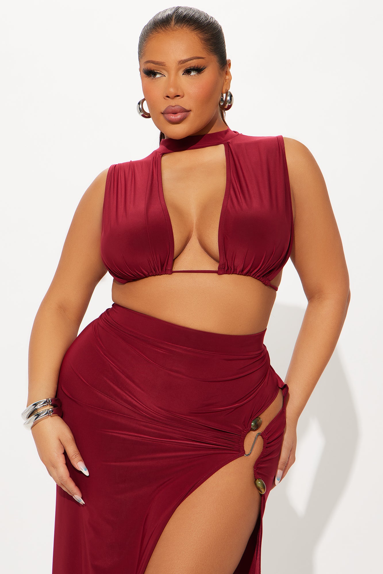 Angelina Venezia Maxi Skirt Set - Burgundy - Image 5