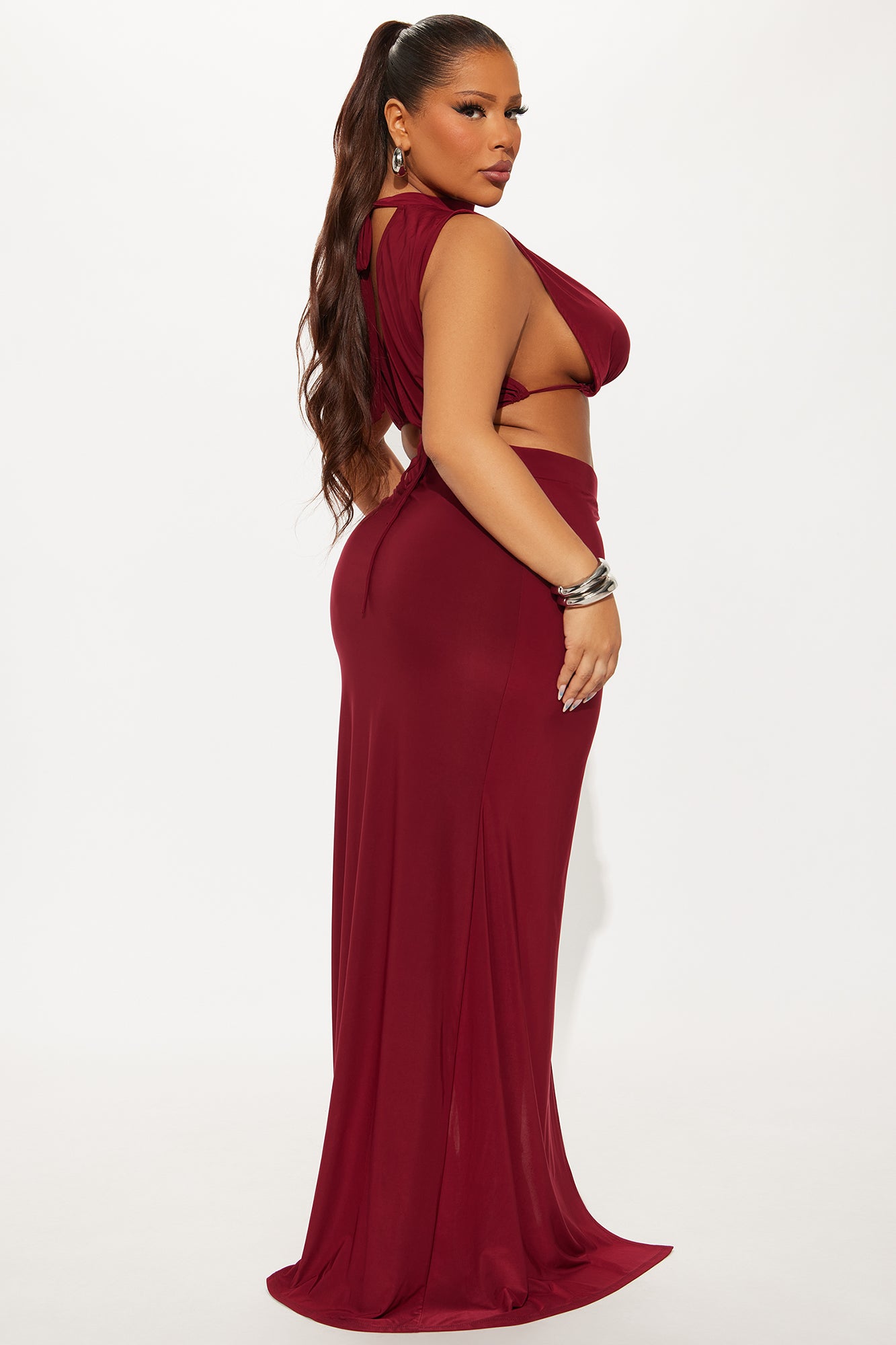 Angelina Venezia Maxi Skirt Set - Burgundy - Image 6