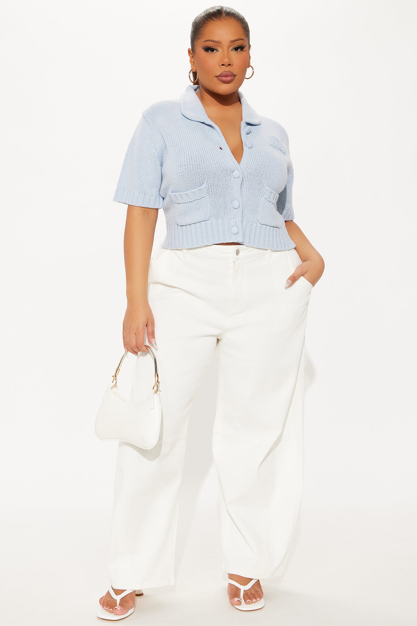 Far From Dramatic Sweater Top - Light Blue - Image 5