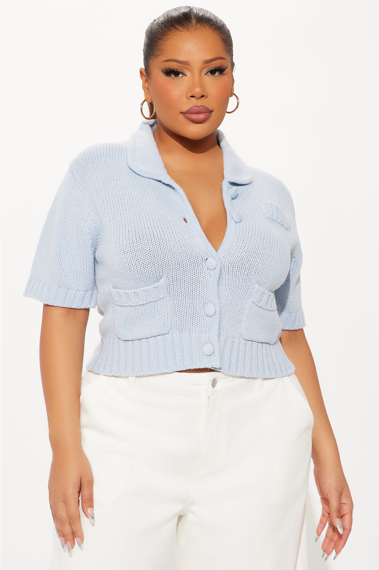 Far From Dramatic Sweater Top - Light Blue - Image 4