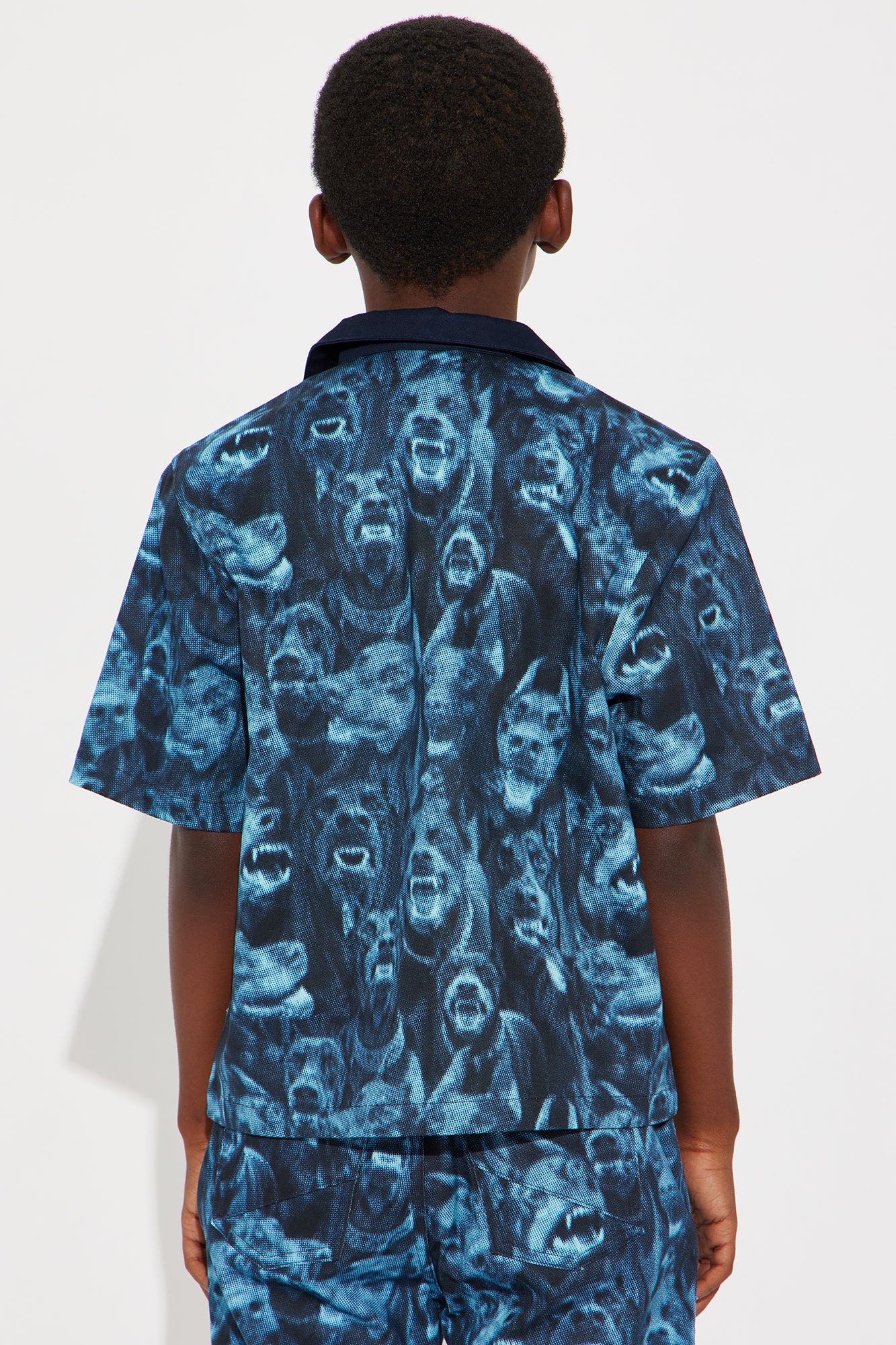 Mini Dobermann Printed Boxy Short Sleeve Shirt - Blue/combo - Image 3