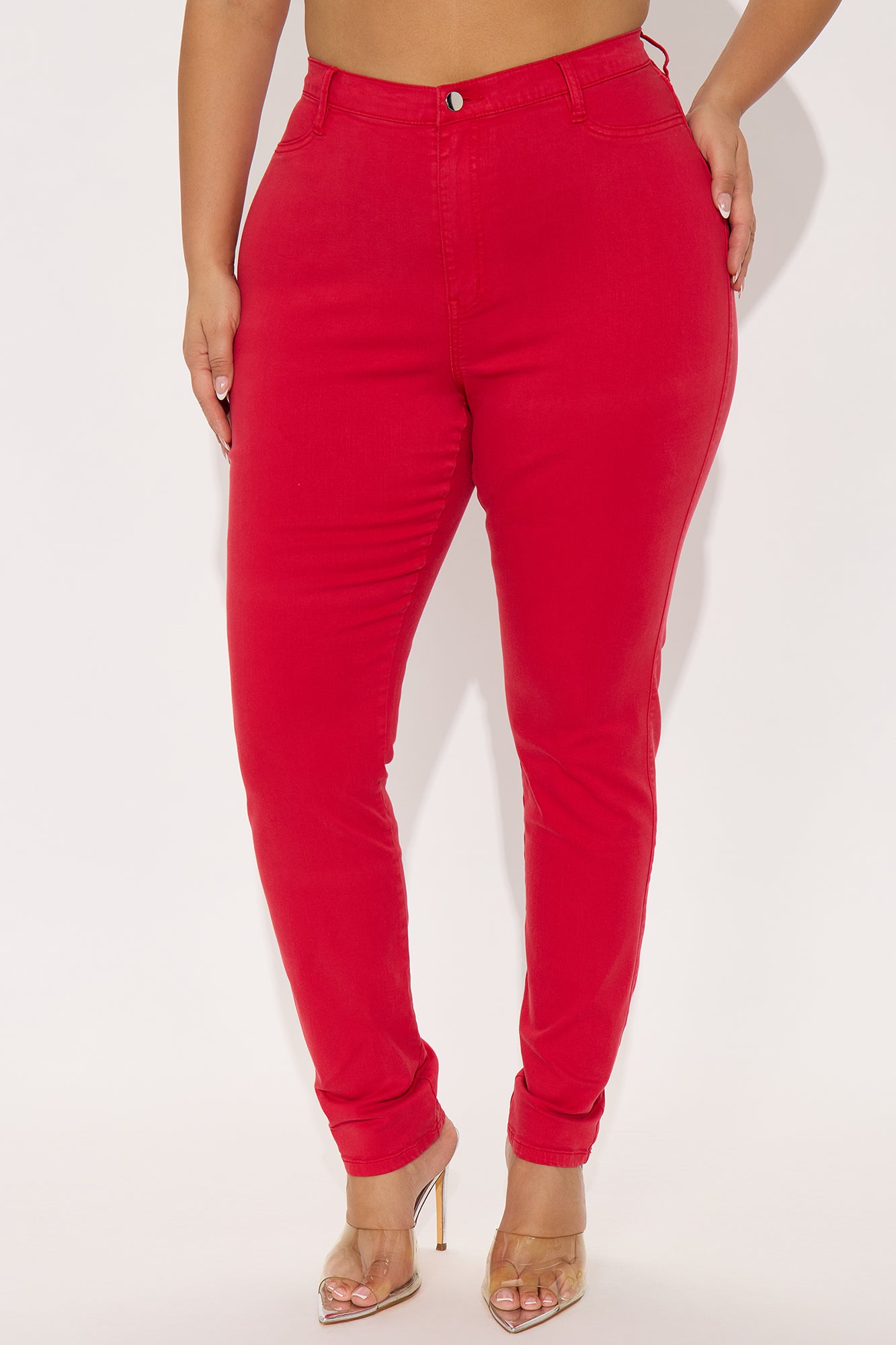 Tall Classic Color High Waist Skinny Jeans - Red - Image 5