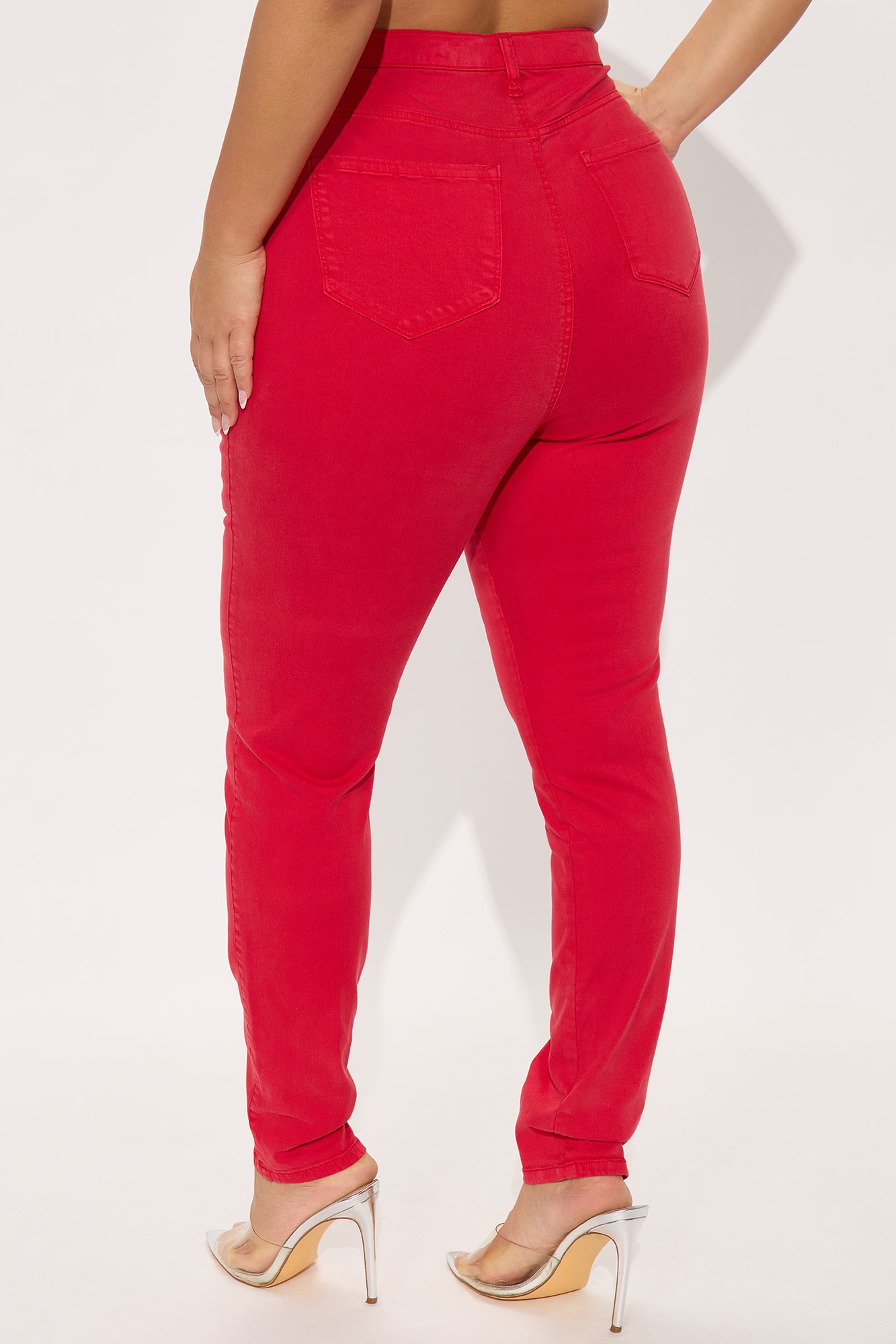 Tall Classic Color High Waist Skinny Jeans - Red - Image 6