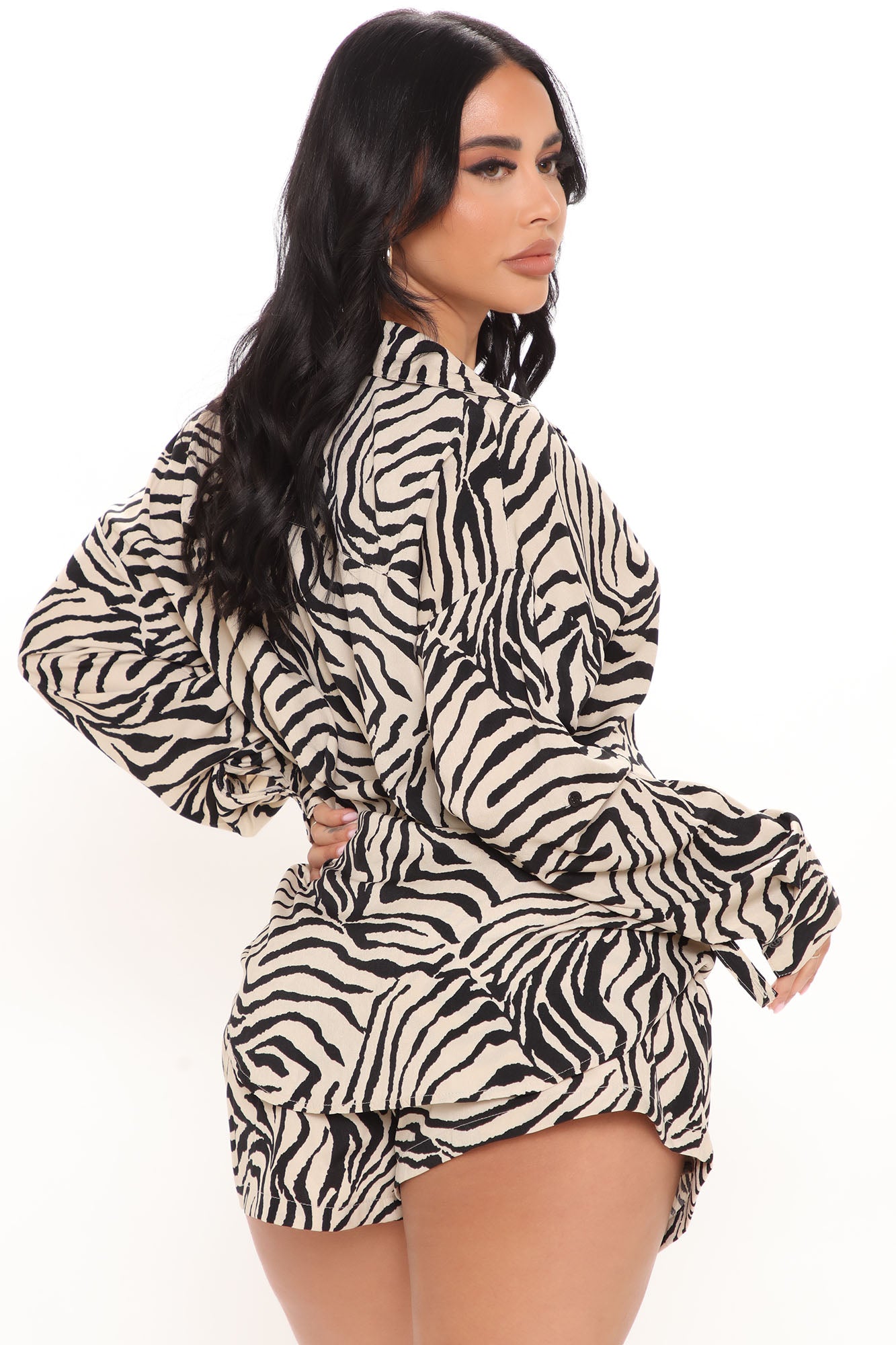 She's A Beast Zebra Short Set - Taupe/combo - Image 5