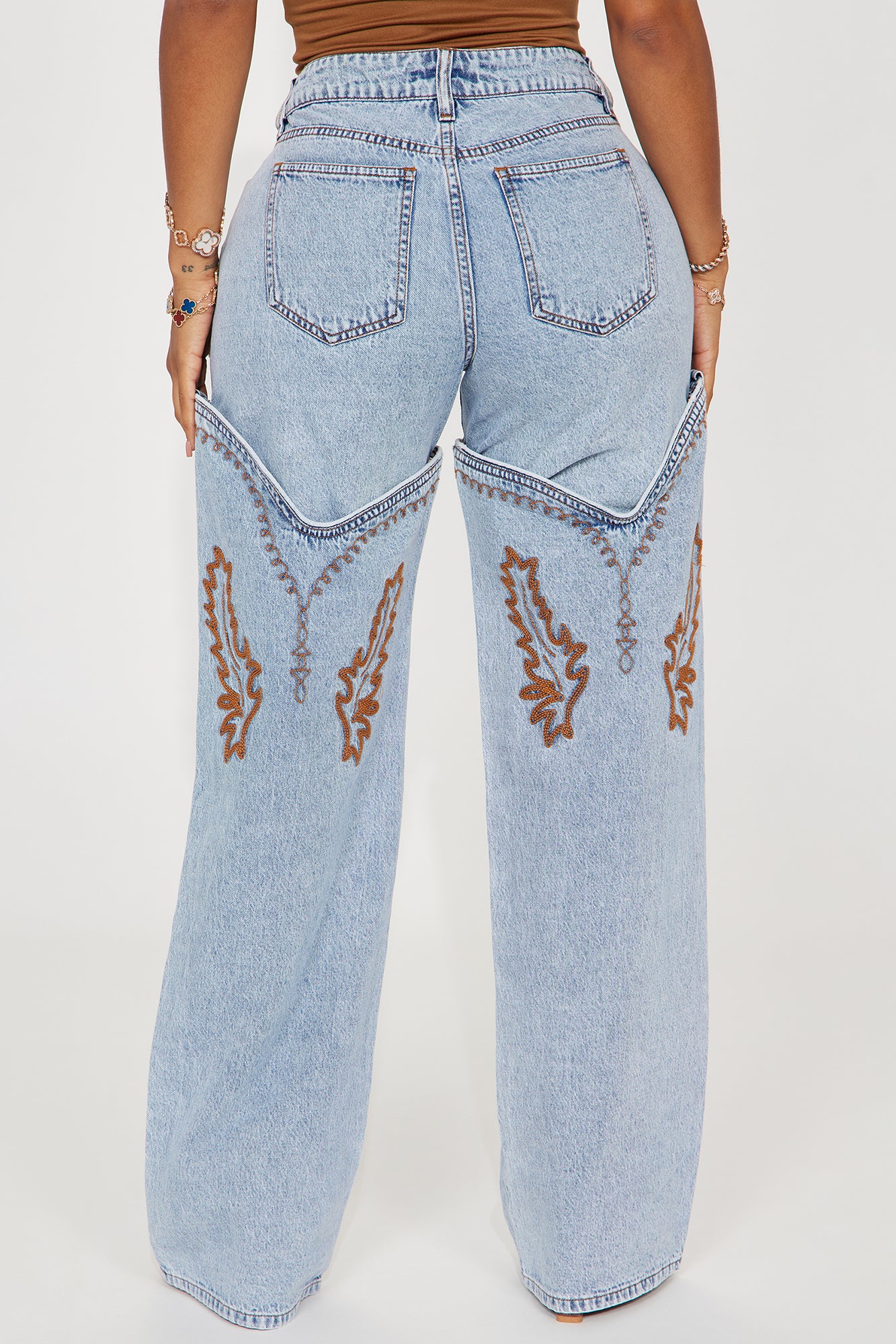 Let's Ride Western Boot Convertible Straight Leg Jeans - Light Wash - Image 4