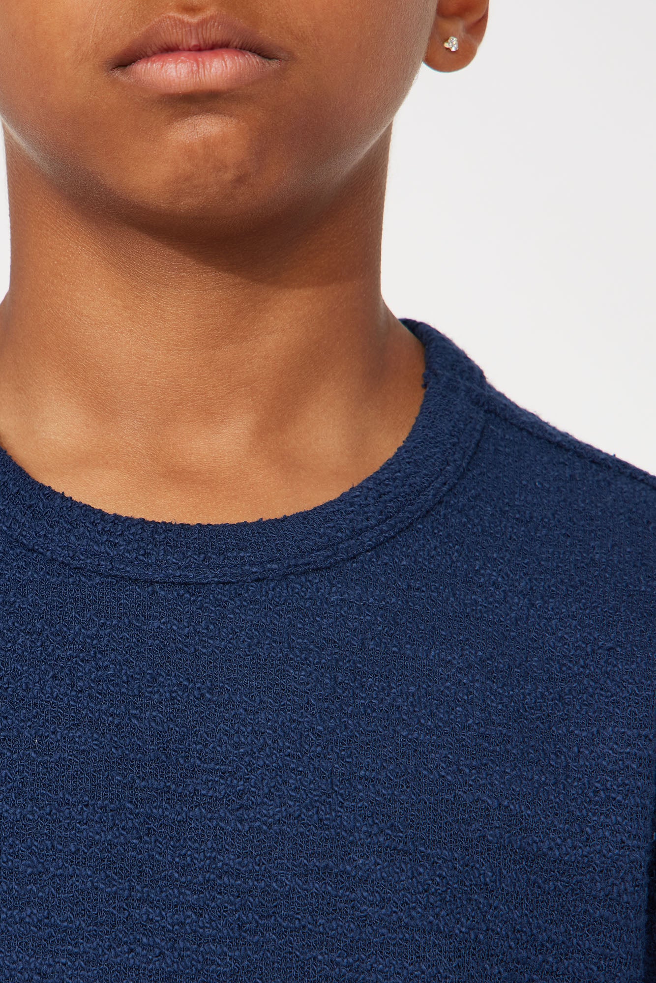 Mini Blaine Textured Scallop Short Sleeve Tee - Navy - Image 3