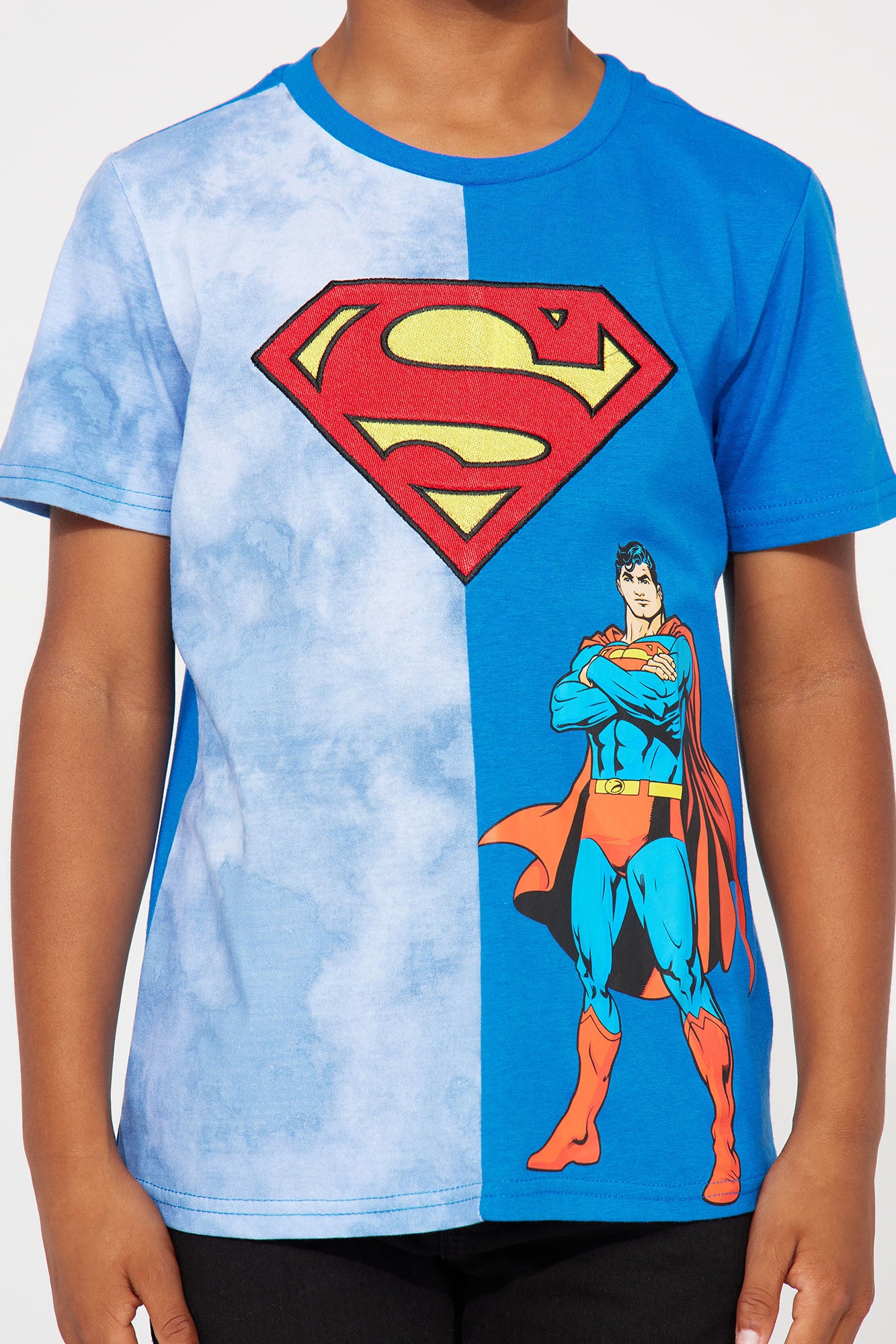 Mini Superman Split Dye Embroidered Tee - Royal/combo - Image 3