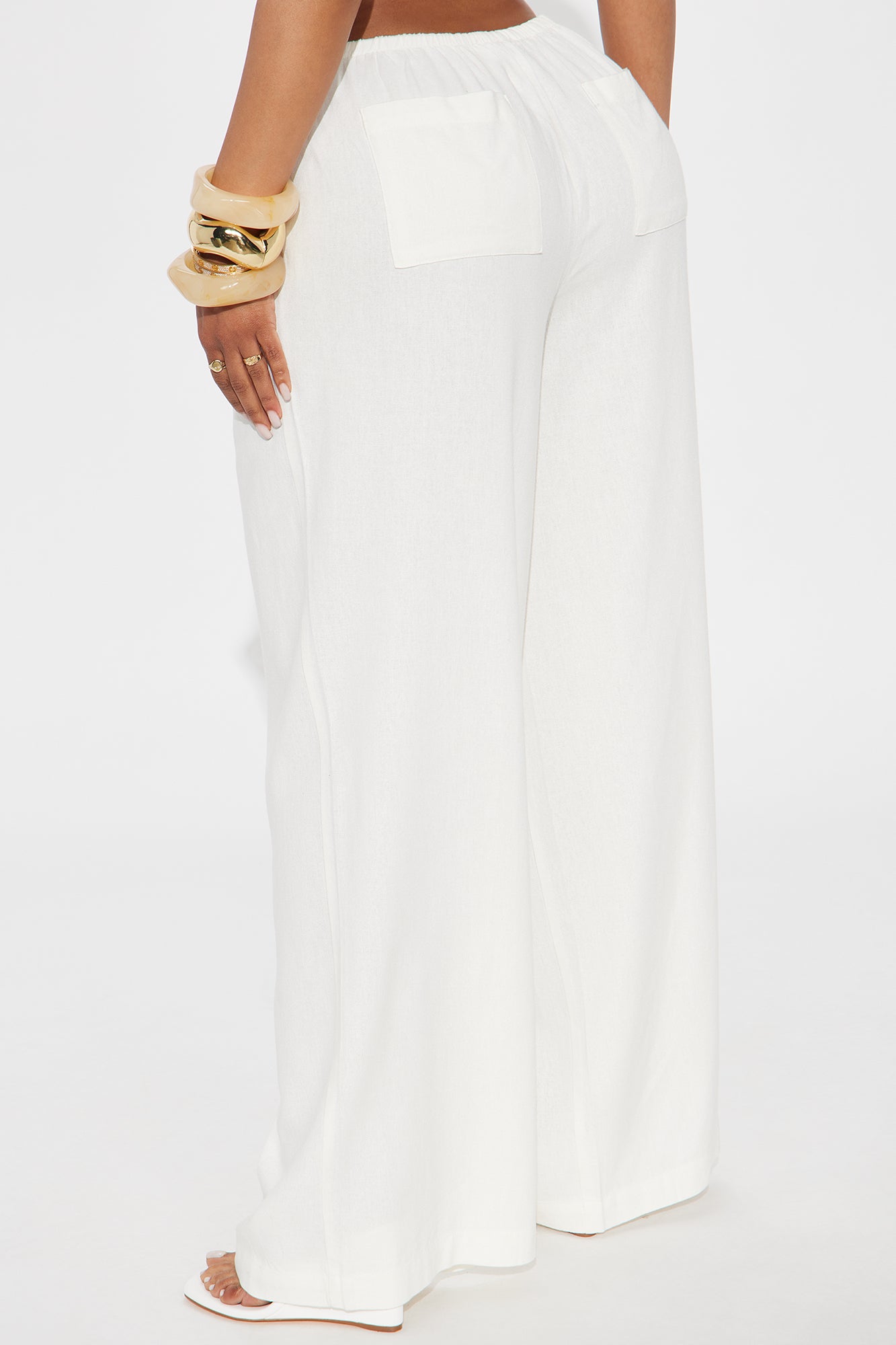 Seaside Soiree Wide Leg Linen Pant - Ivory - Image 3