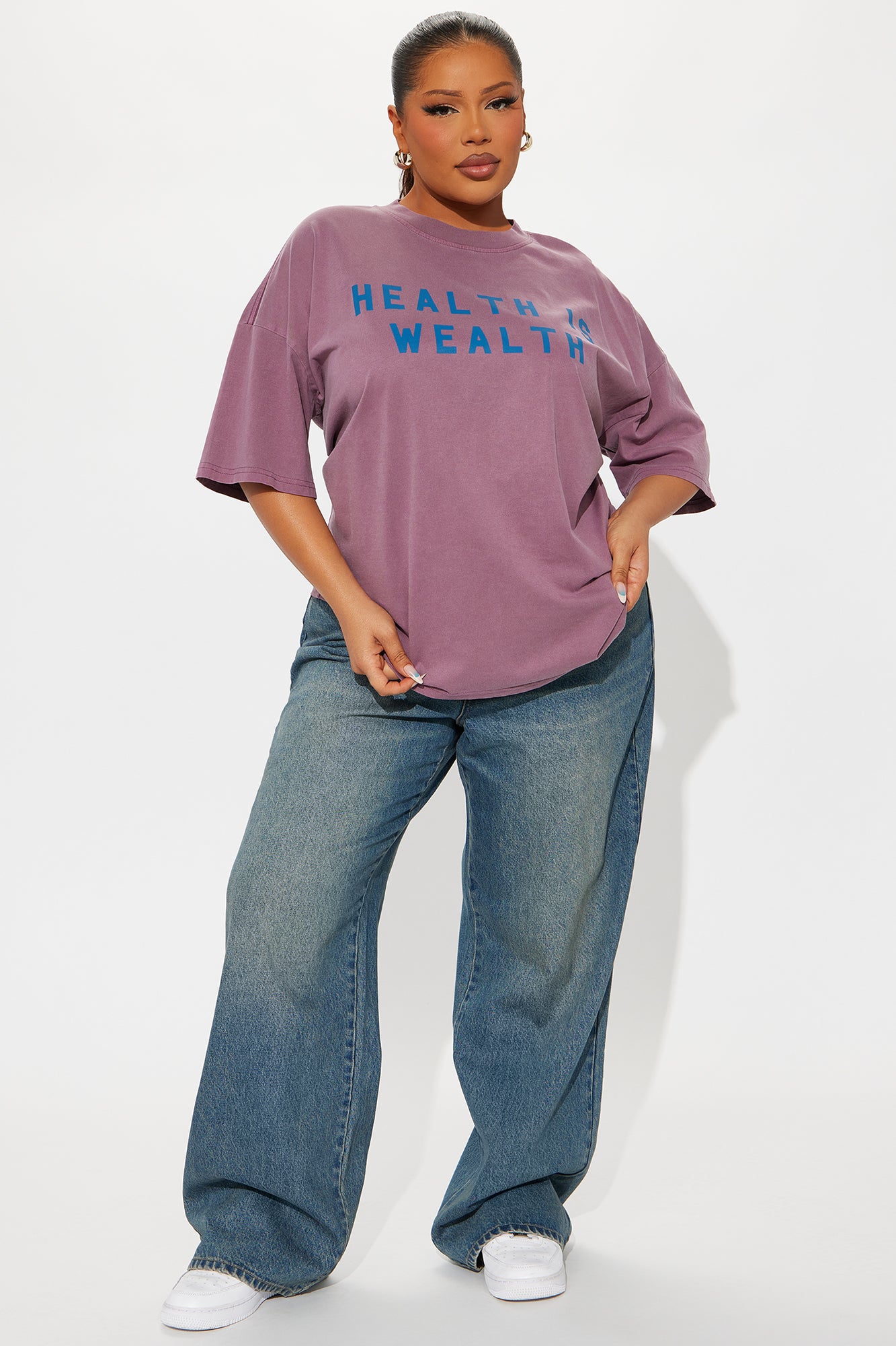 Health Is Wealth Washed Tee - Purple - Image 5