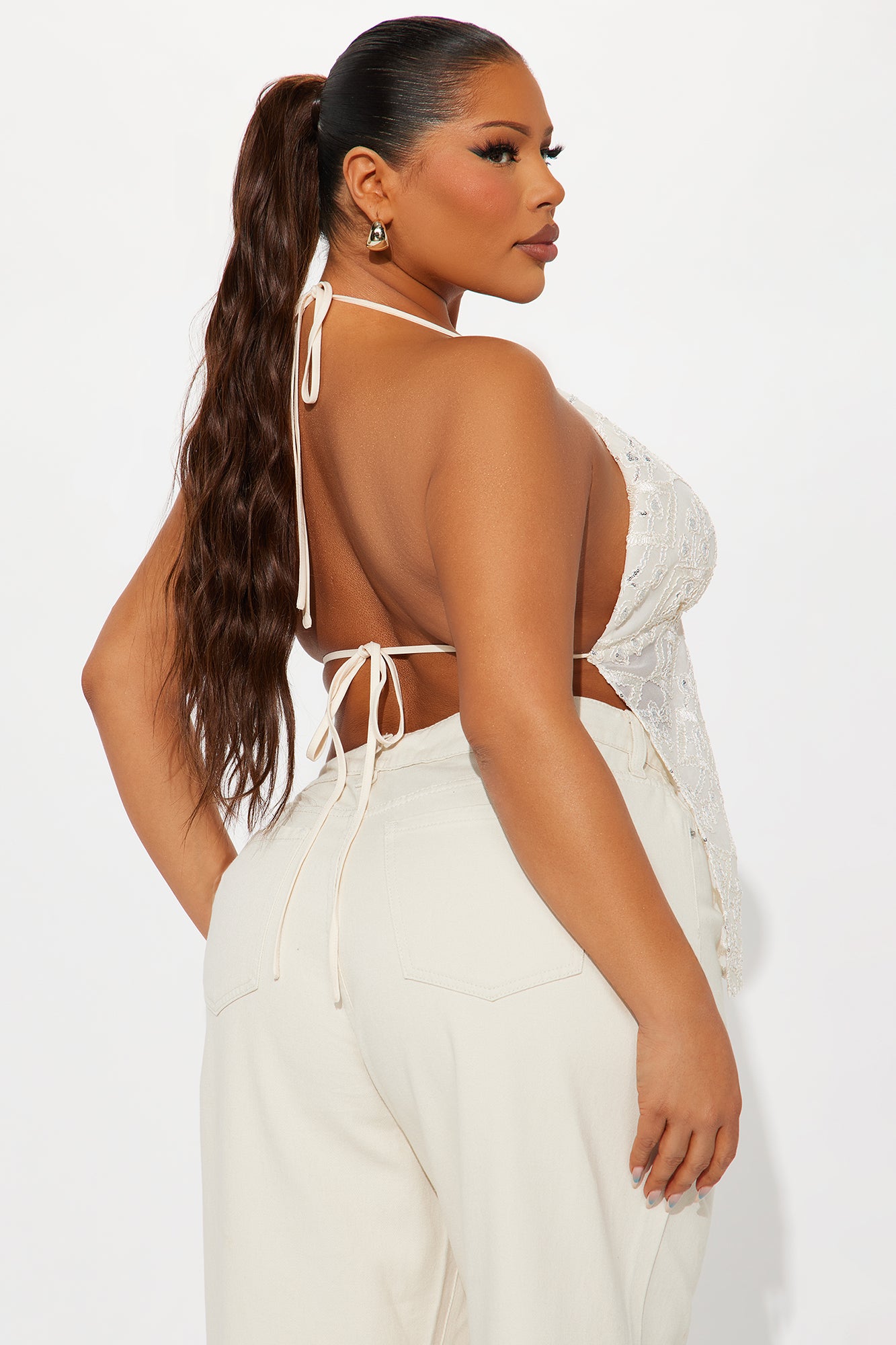 Sequin Dreams Halter Top - Ivory/combo - Image 6