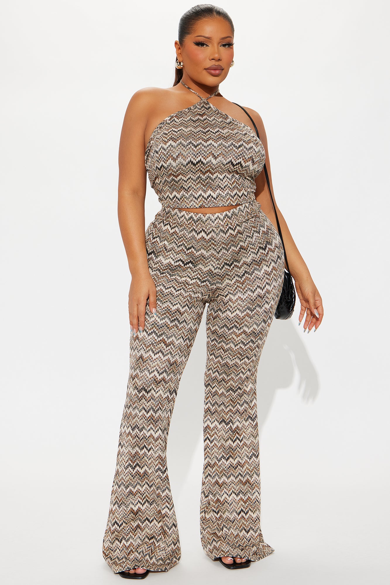 Desiree Flare Pant Set - Brown/combo - Image 4