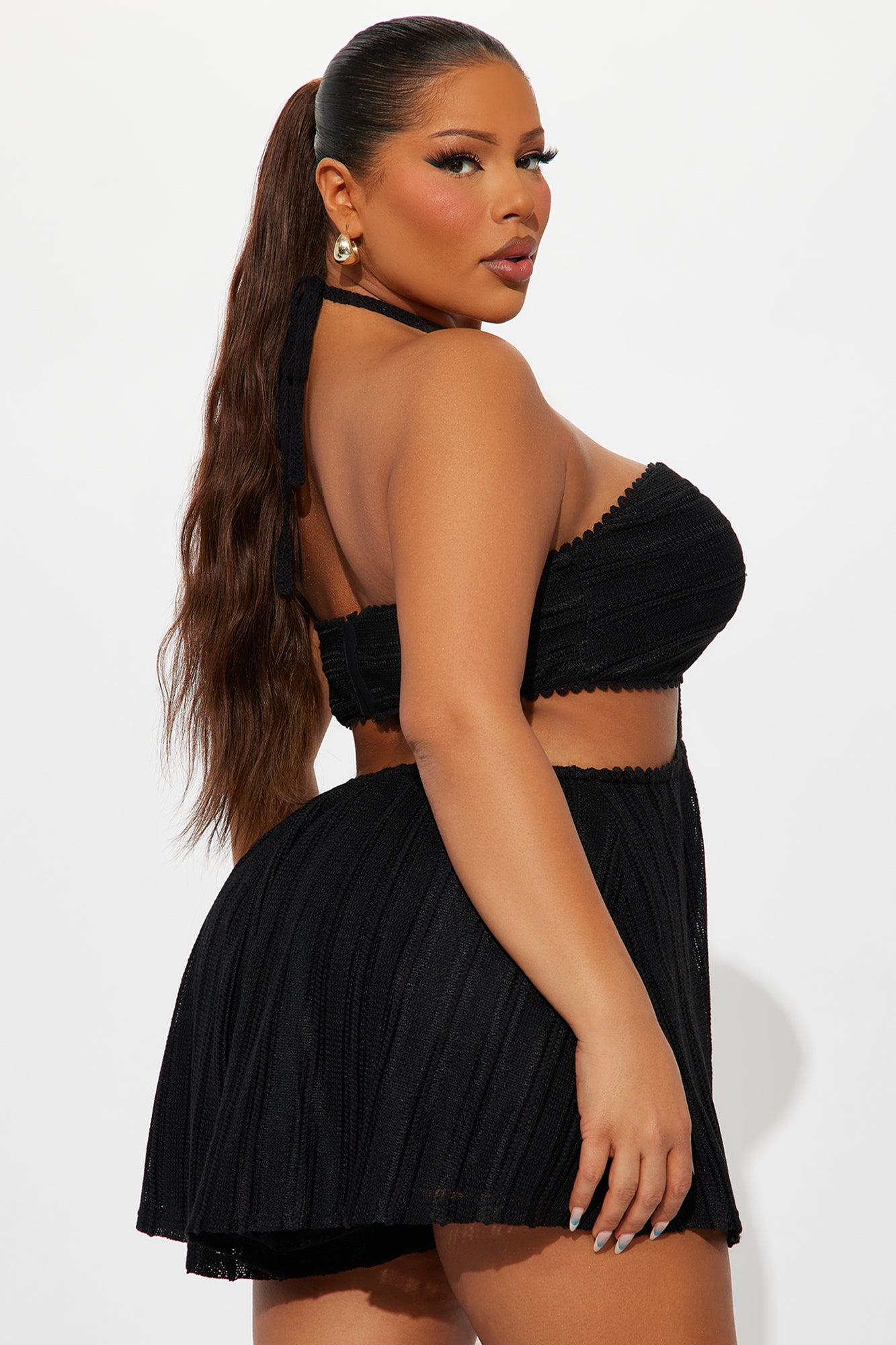 Amberlyn Crochet Halter Romper - Black - Image 6