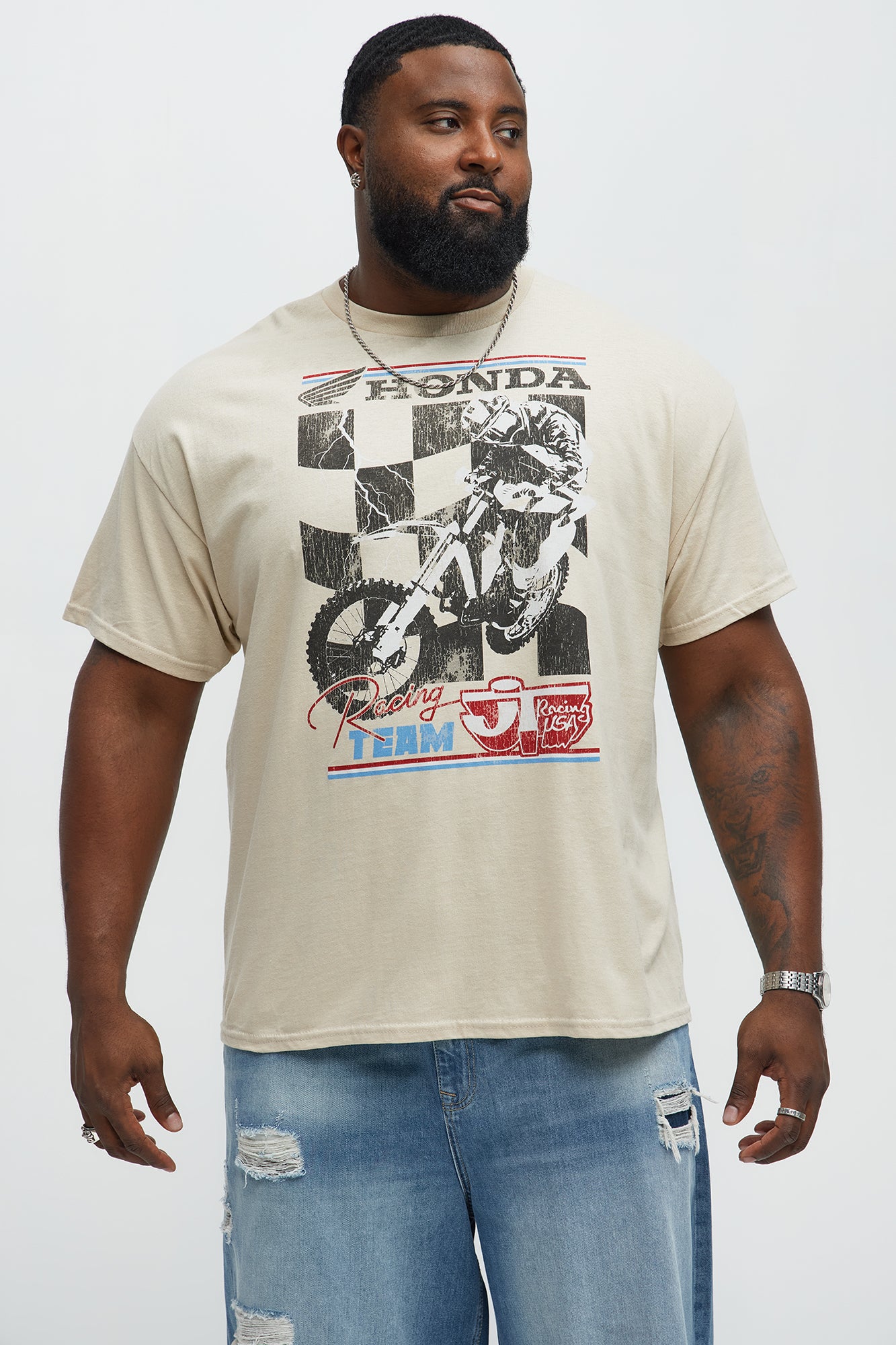 Honda Moto Racing Team Short Sleeve Tee - Sand - Image 4