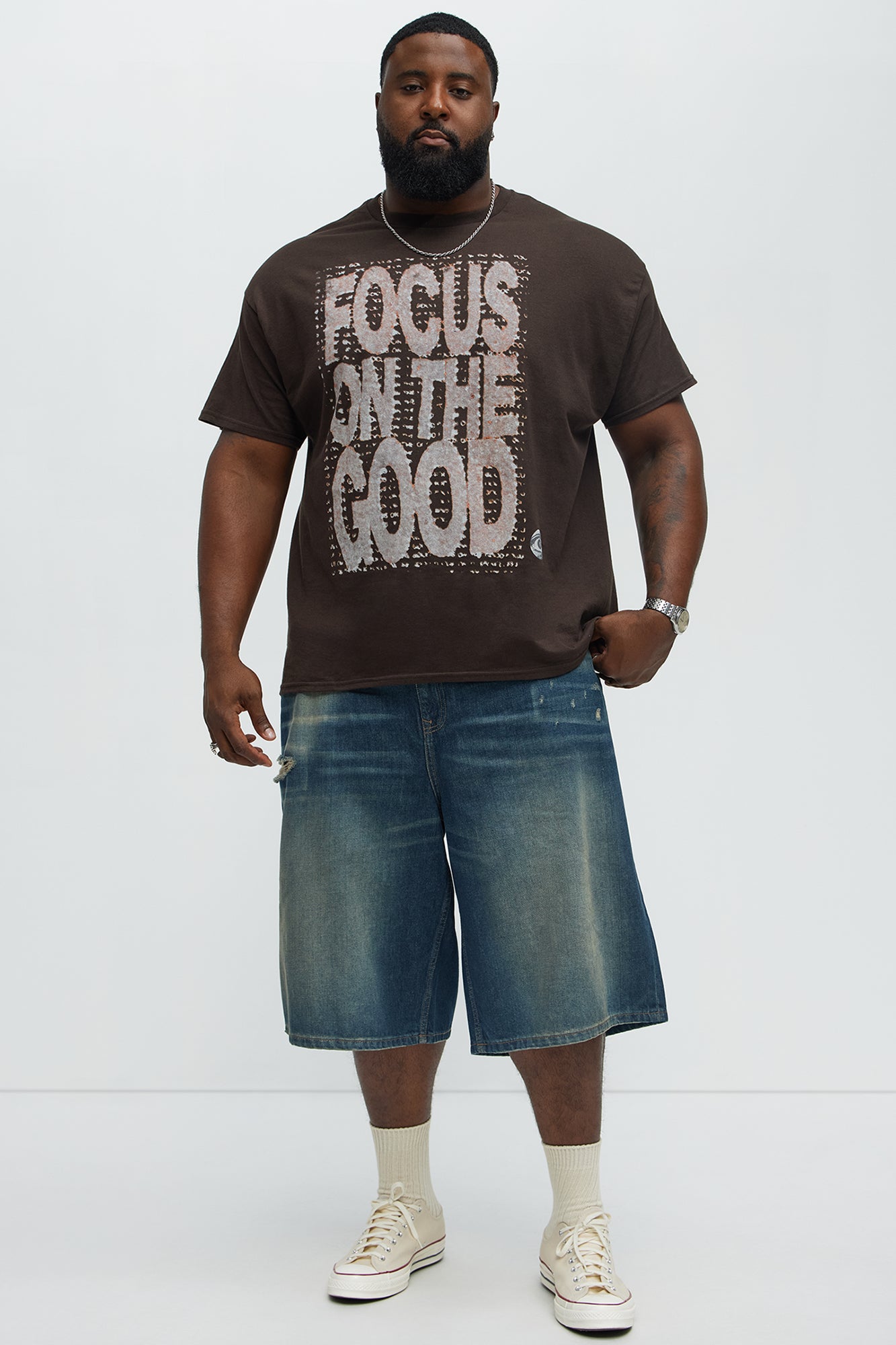 Focus On The Good Short Sleeve Tee - Chocolate - Image 5