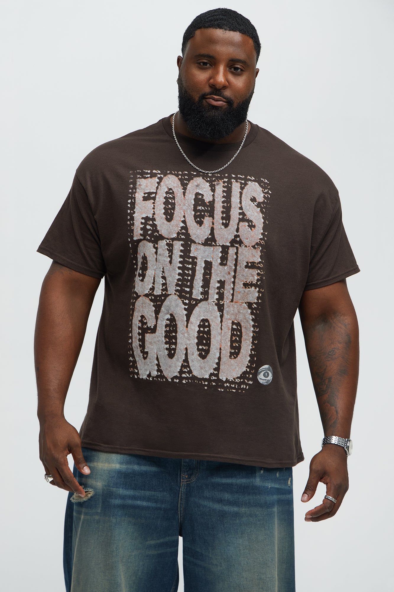 Focus On The Good Short Sleeve Tee - Chocolate - Image 4