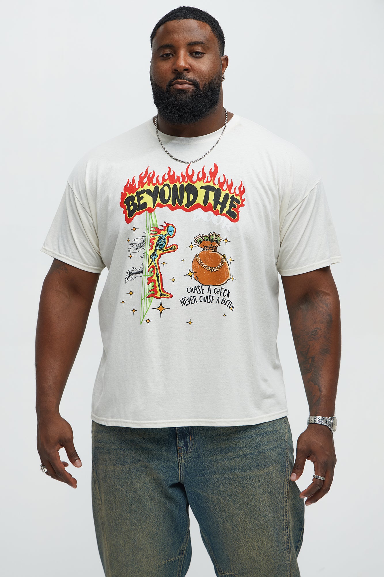 Beyond The Flames Short Sleeve Tee - Cream - Image 4