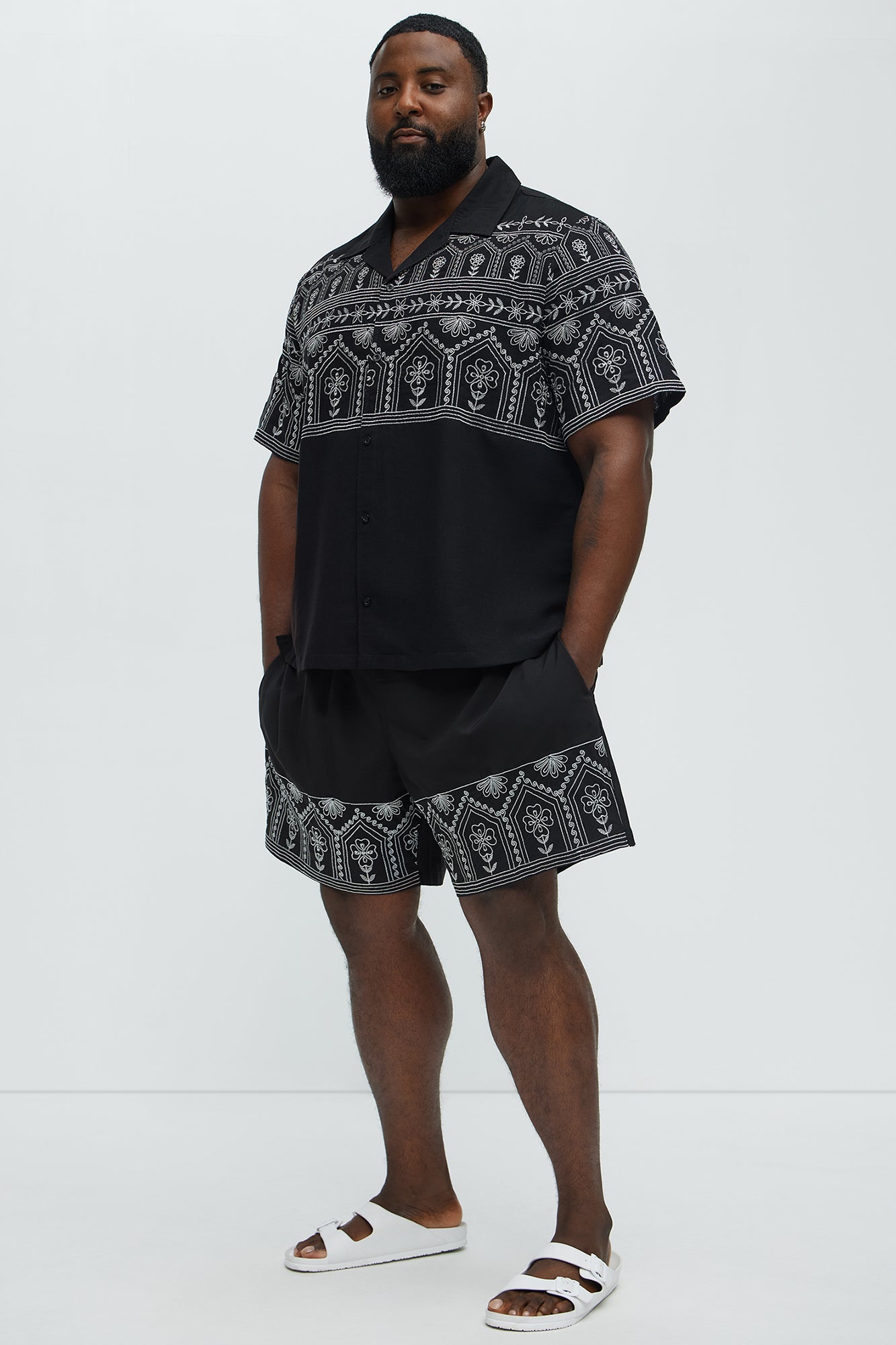 Embroidered Floral Swim Classic Trunk - Black/combo - Image 6