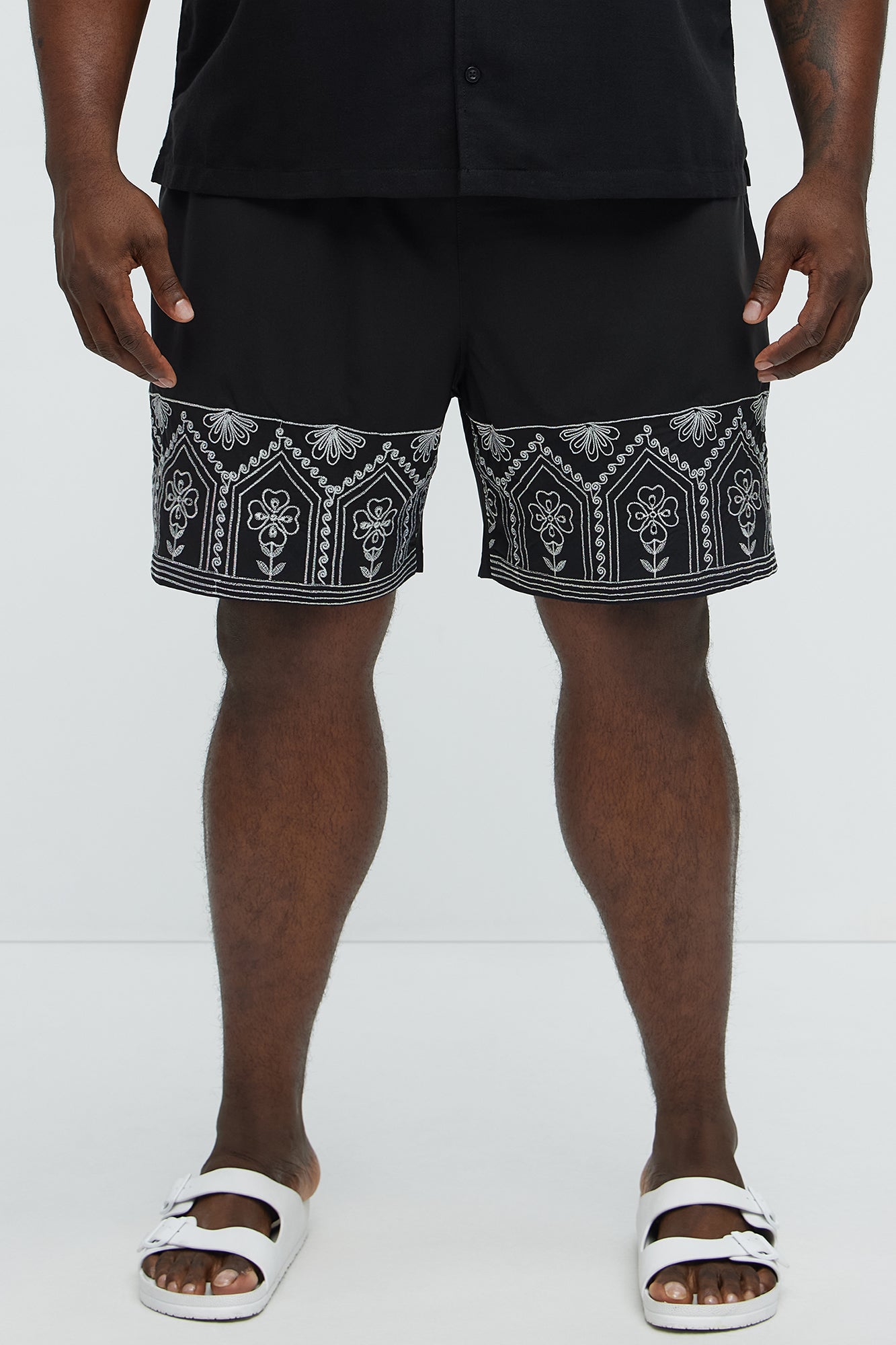 Embroidered Floral Swim Classic Trunk - Black/combo - Image 5
