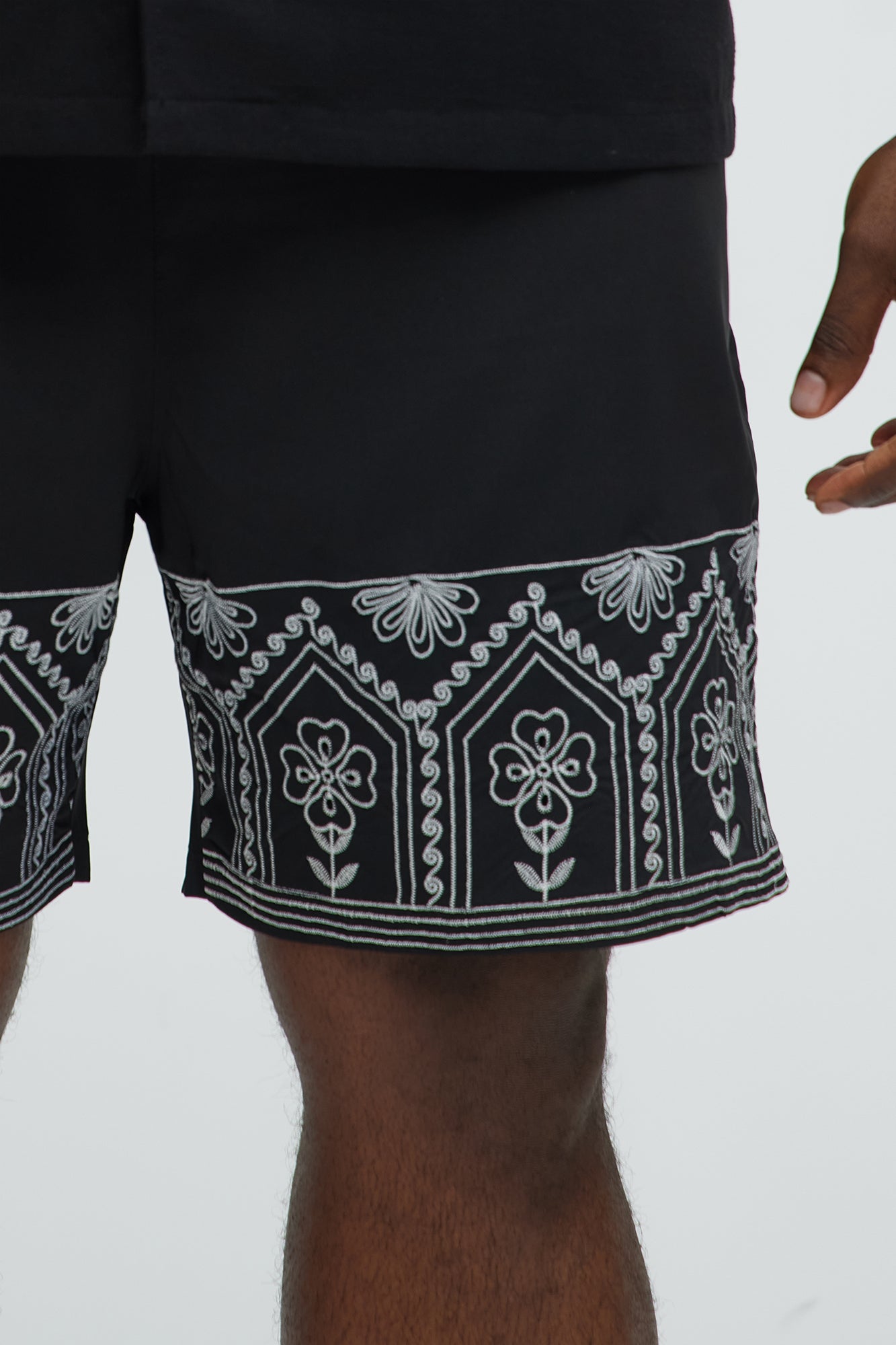 Embroidered Floral Swim Classic Trunk - Black/combo - Image 7