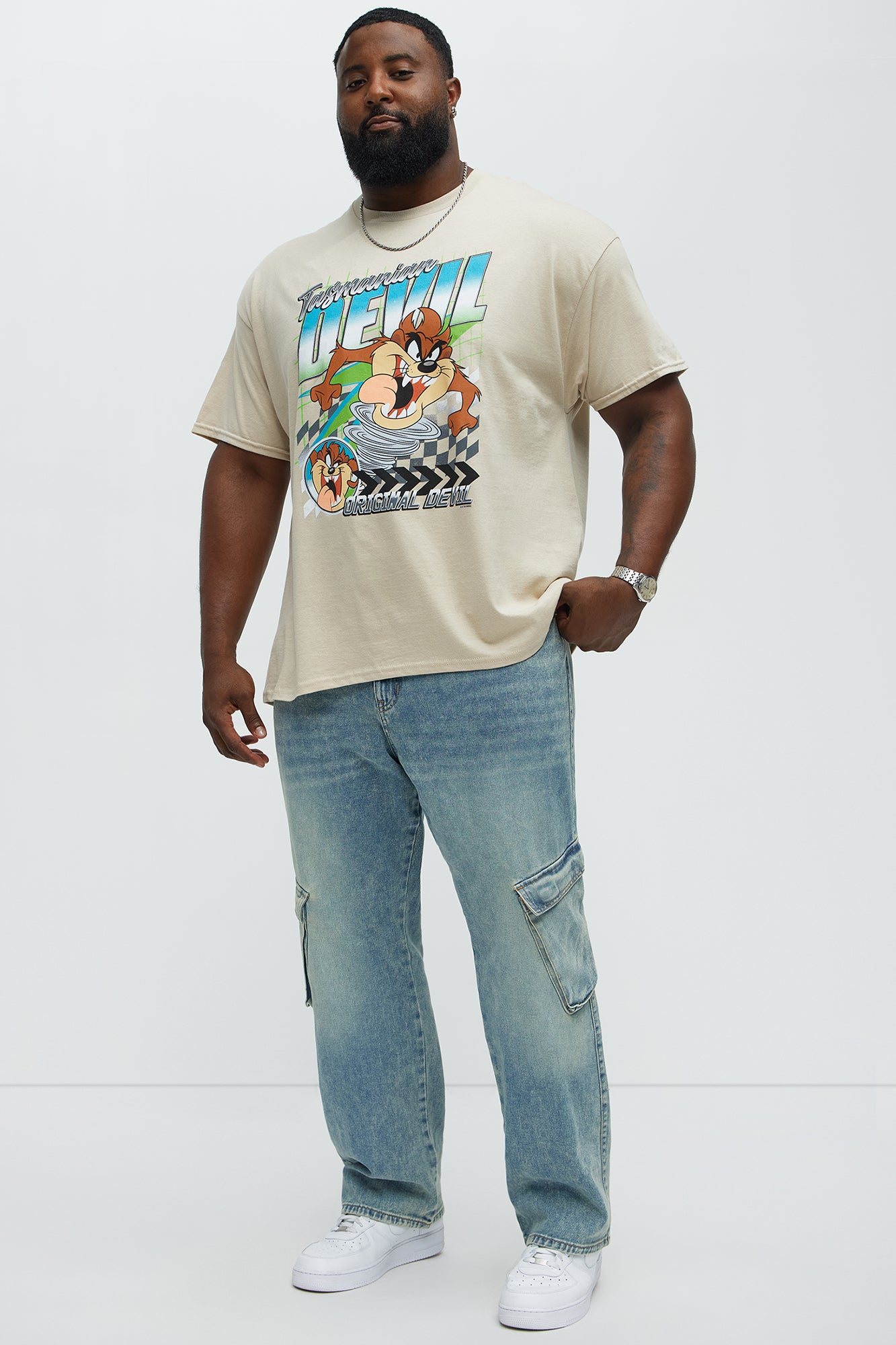 Looney Tunes Tasmanian Devil Racing Short Sleeve Tee - Sand - Image 5