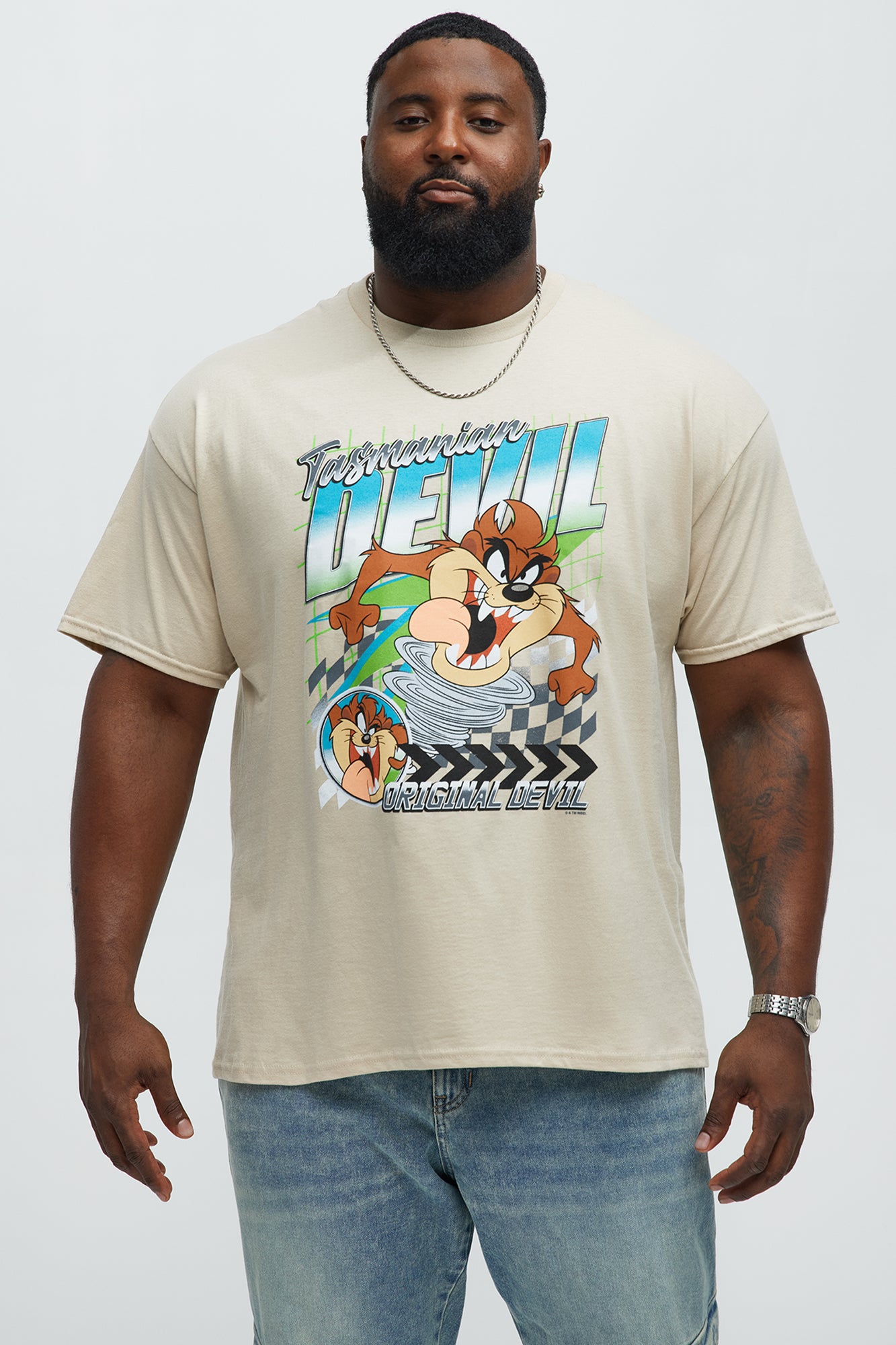 Looney Tunes Tasmanian Devil Racing Short Sleeve Tee - Sand - Image 4