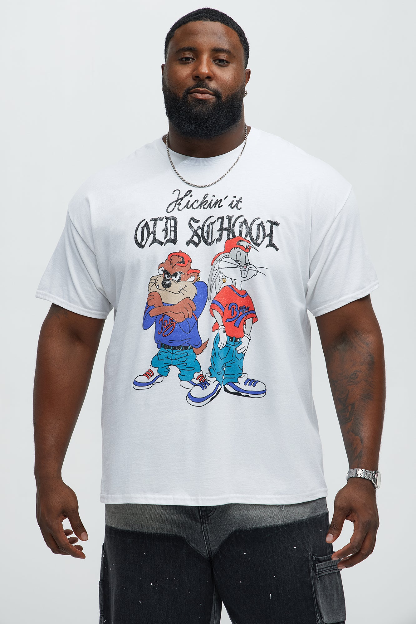 Looney Tunes Kickin It Old Skool  Short Sleeve Tee - White - Image 4