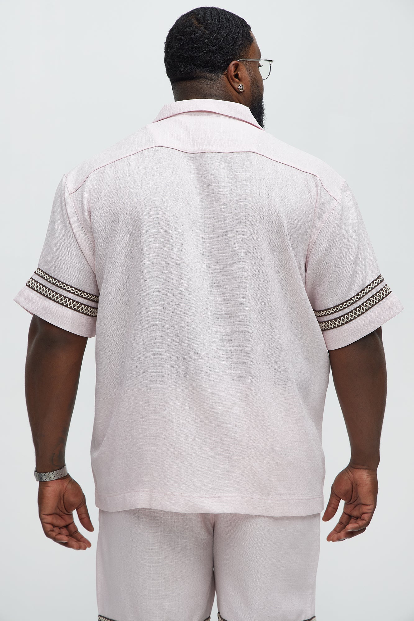 Saint Tropez Linen Like Club Cuban Button Up - Pink - Image 8