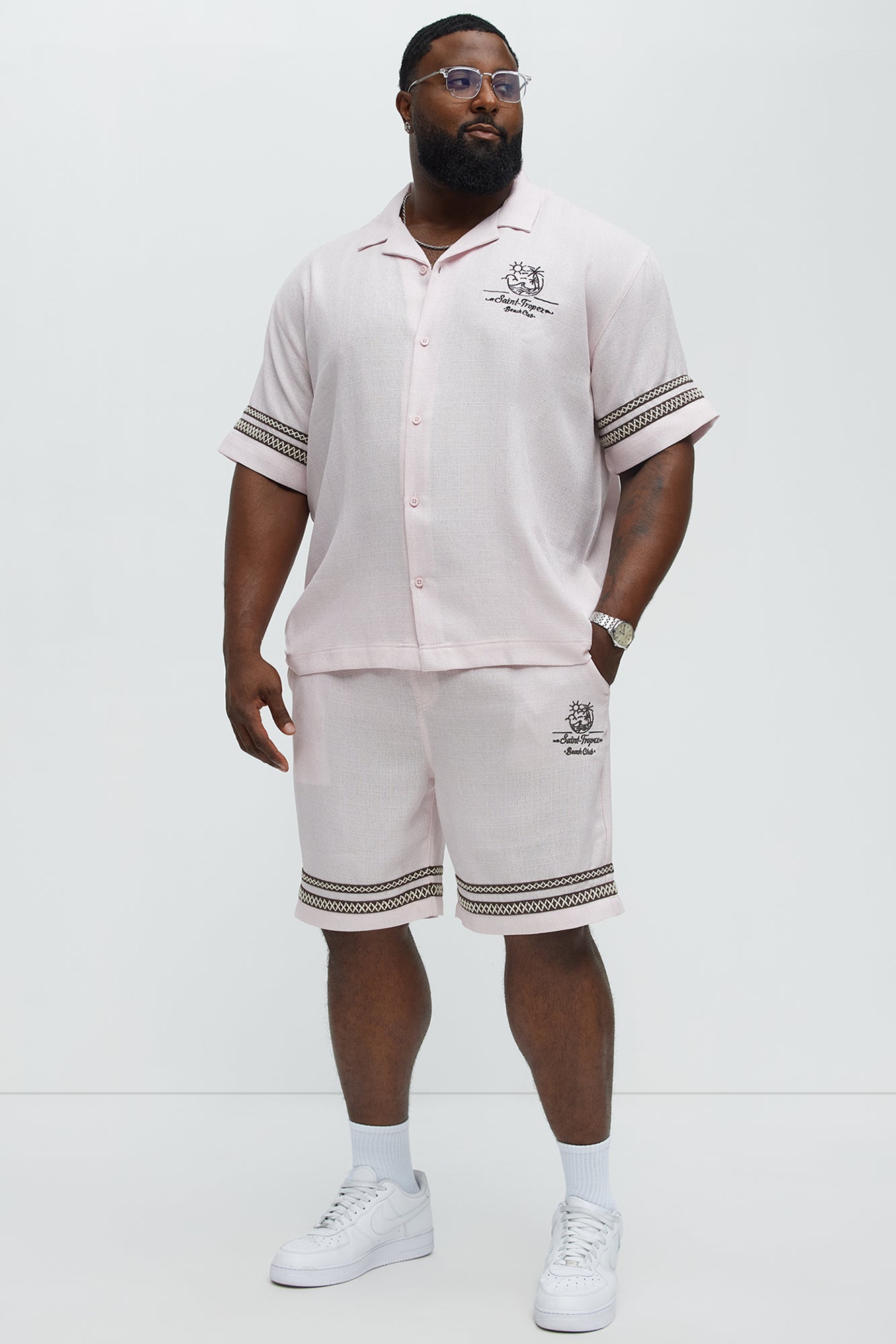 Saint Tropez Beach Club Linen Like Relaxed Short - Pink - Image 7