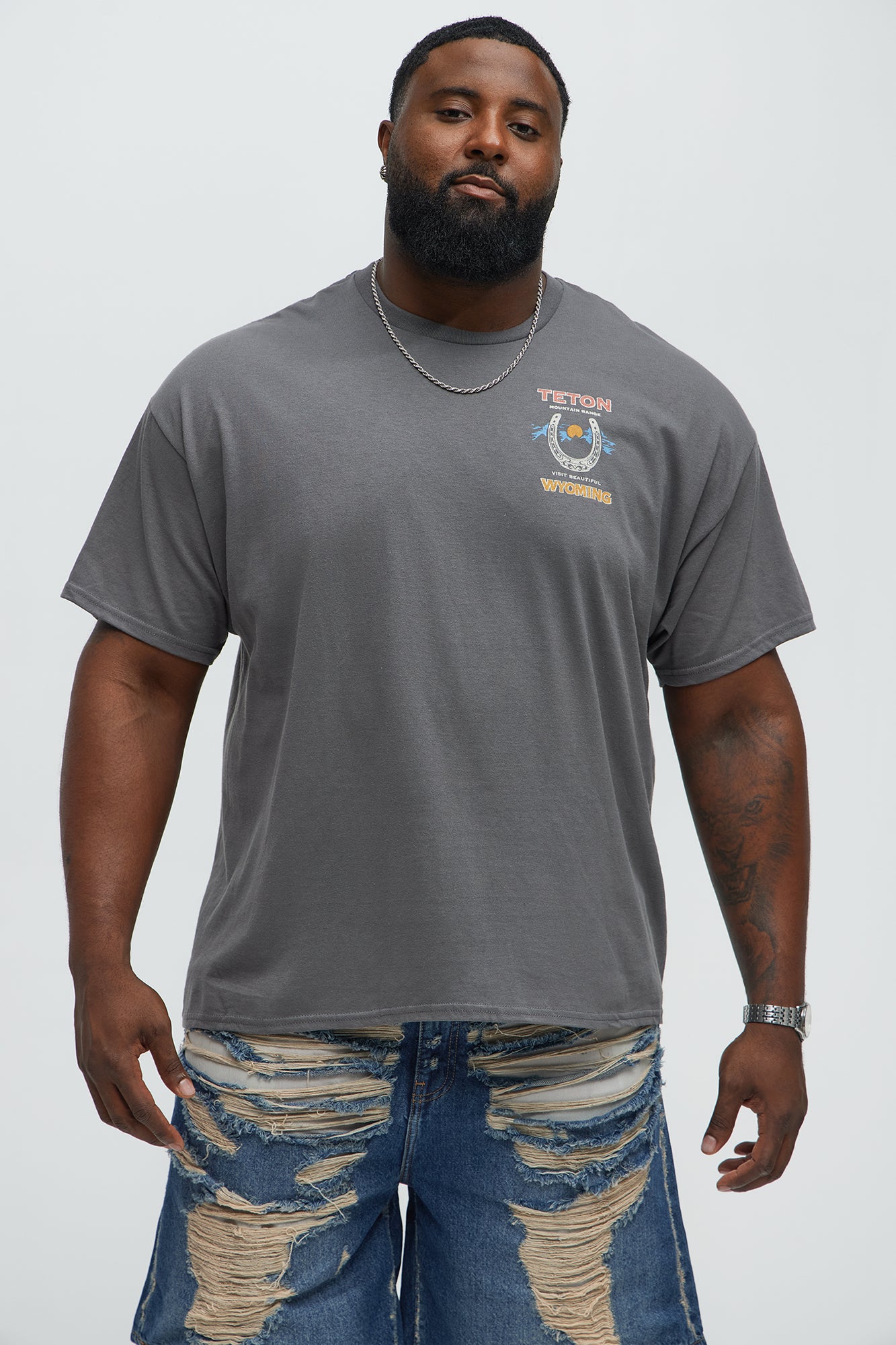 Teton Mountain Range Short Sleeve Tee - Charcoal - Image 5
