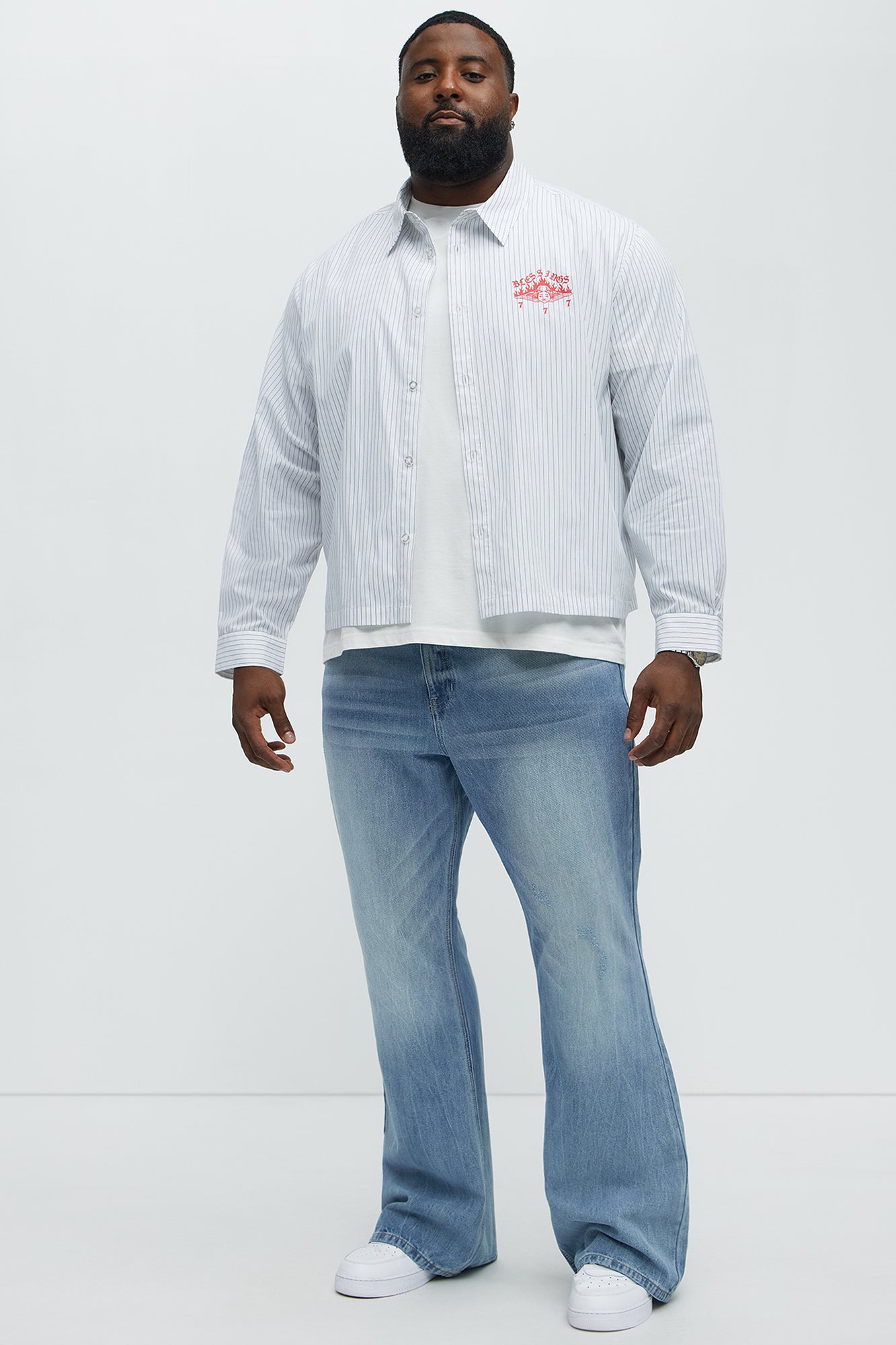 Stacked Slim Flare Make You Look Jeans - Medium Blue Wash - Image 6