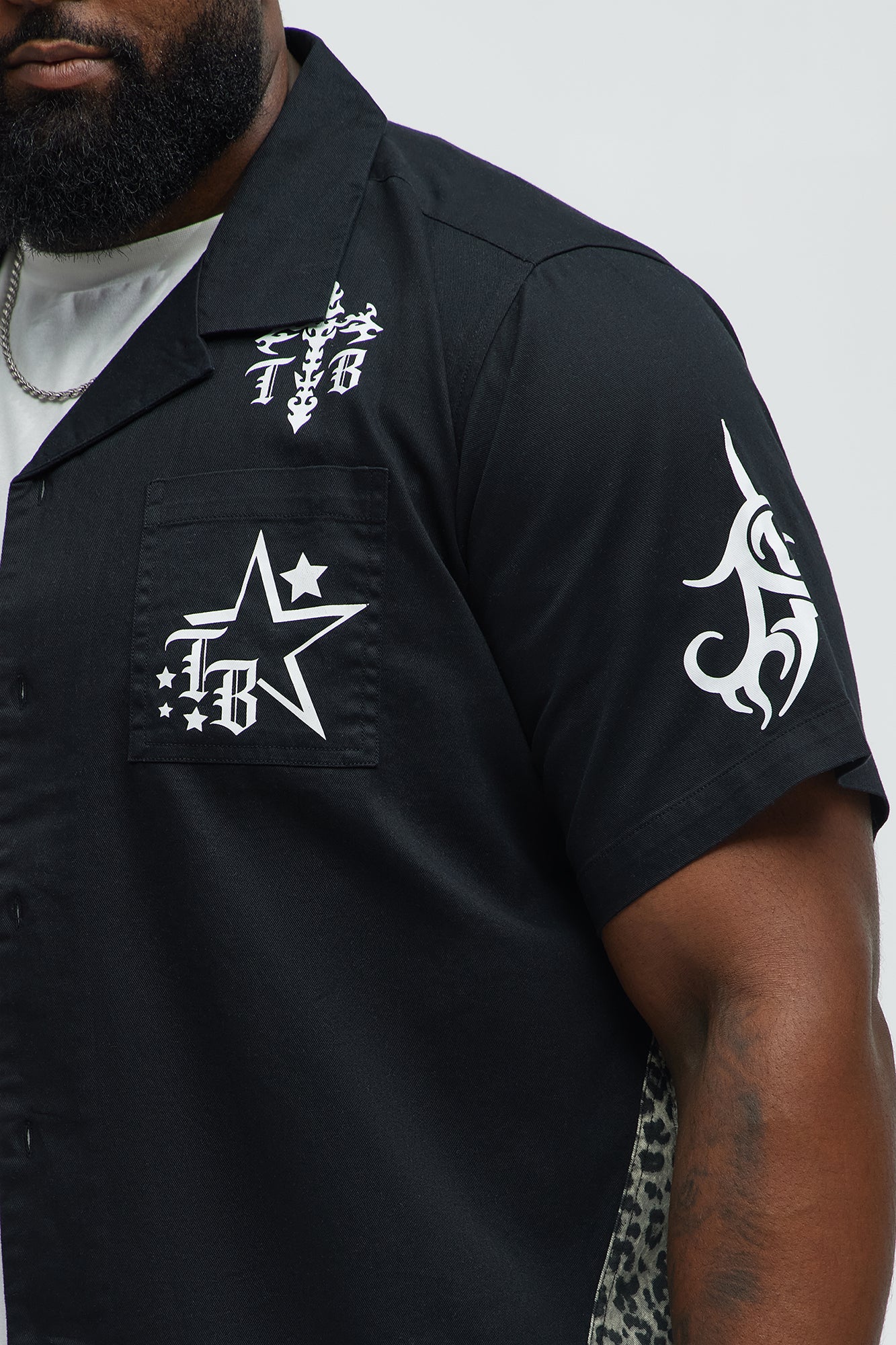 Cosmic Distortion Animal Print Short Sleeve Button Up Shirt - Black/combo - Image 9