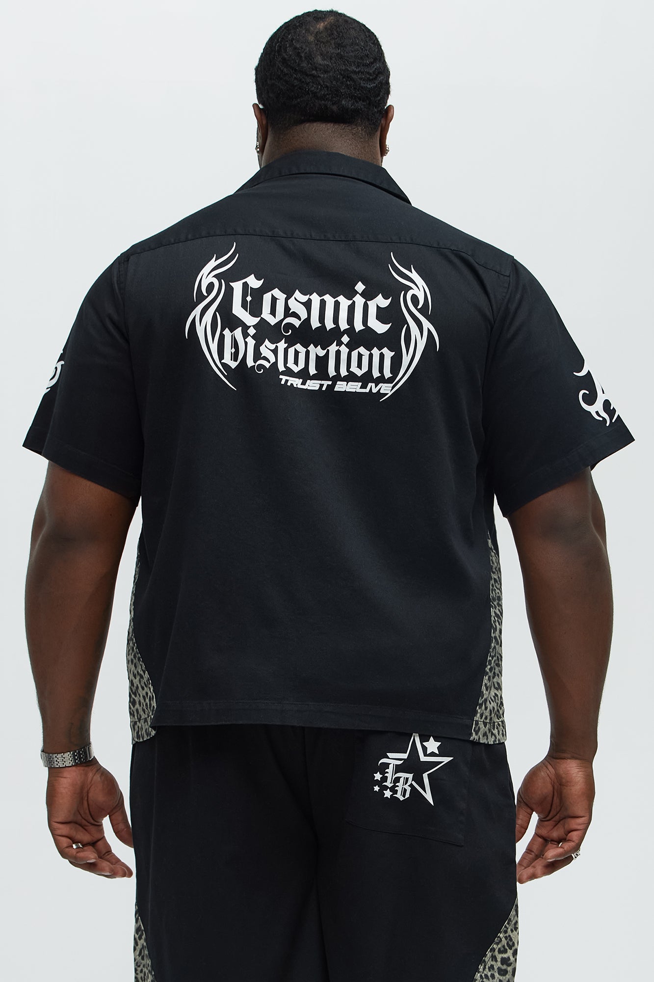 Cosmic Distortion Animal Print Short Sleeve Button Up Shirt - Black/combo - Image 10