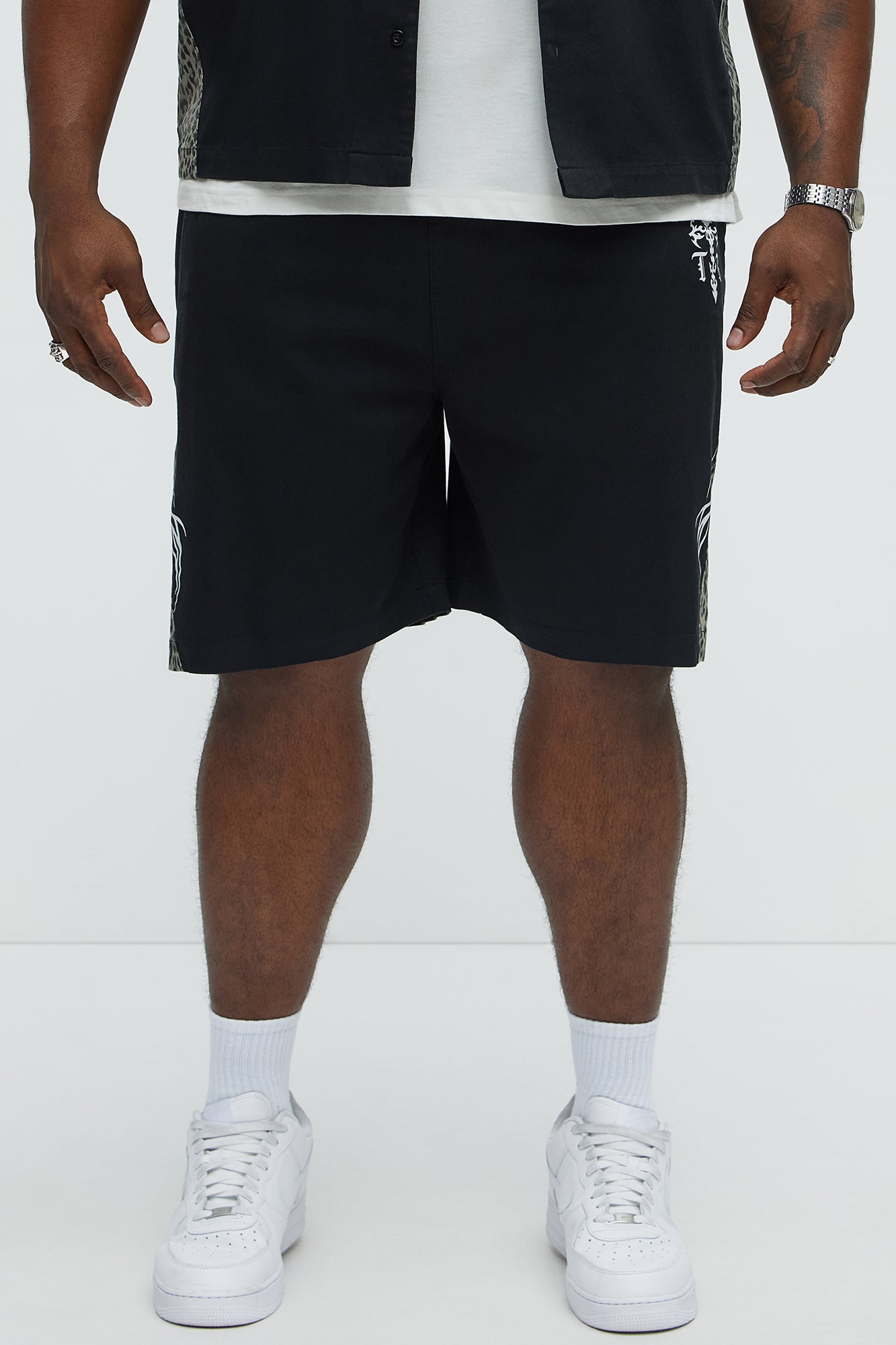 Cosmic Distortion Animal Print Relaxed Shorts - Black/combo - Image 7