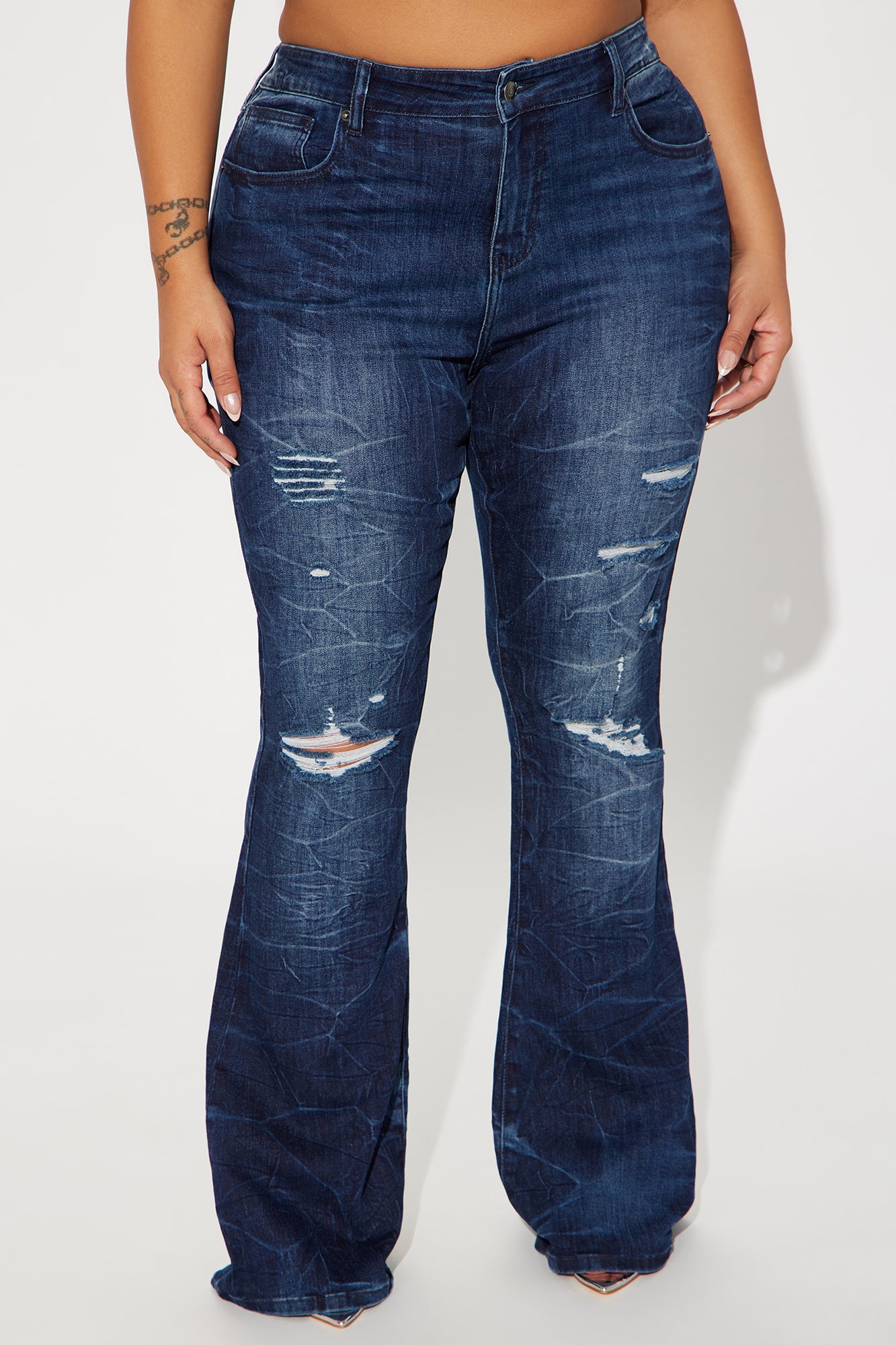 Get The Memo Stretch Flare Jeans - Dark Wash - Image 5