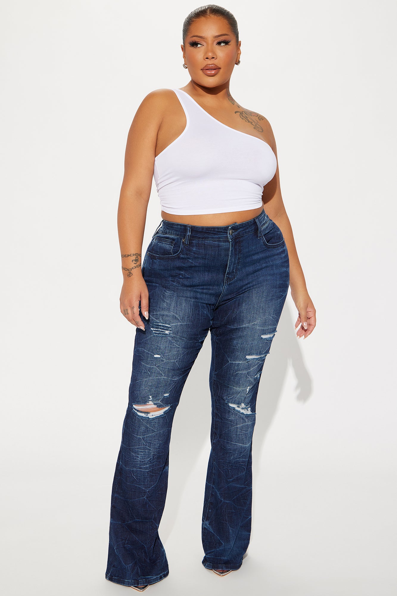 Get The Memo Stretch Flare Jeans - Dark Wash - Image 6