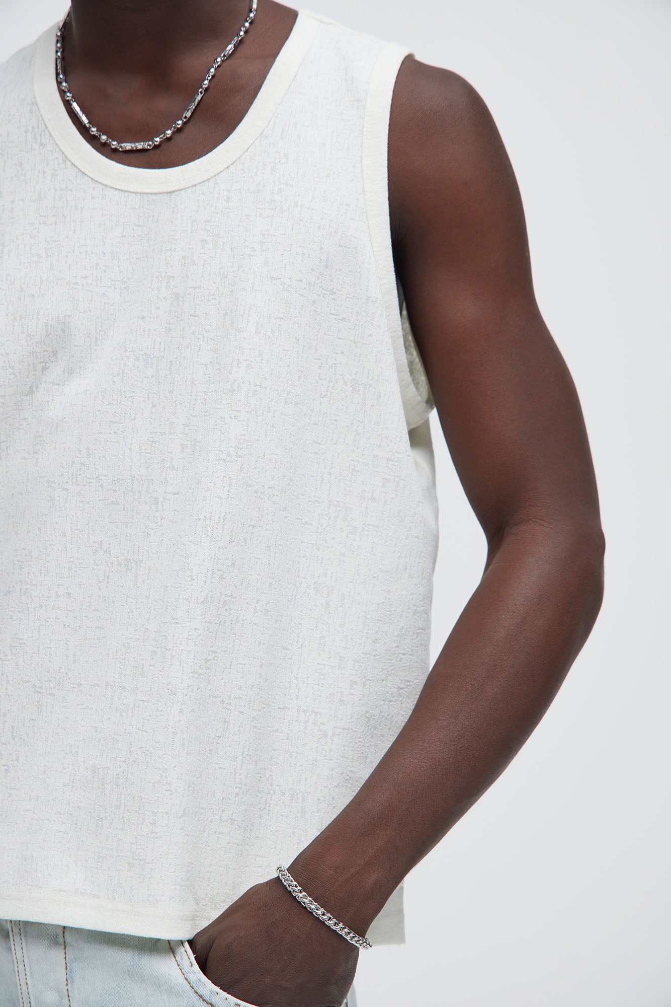 Duval Textured Relaxed Tank - Off White - Image 3