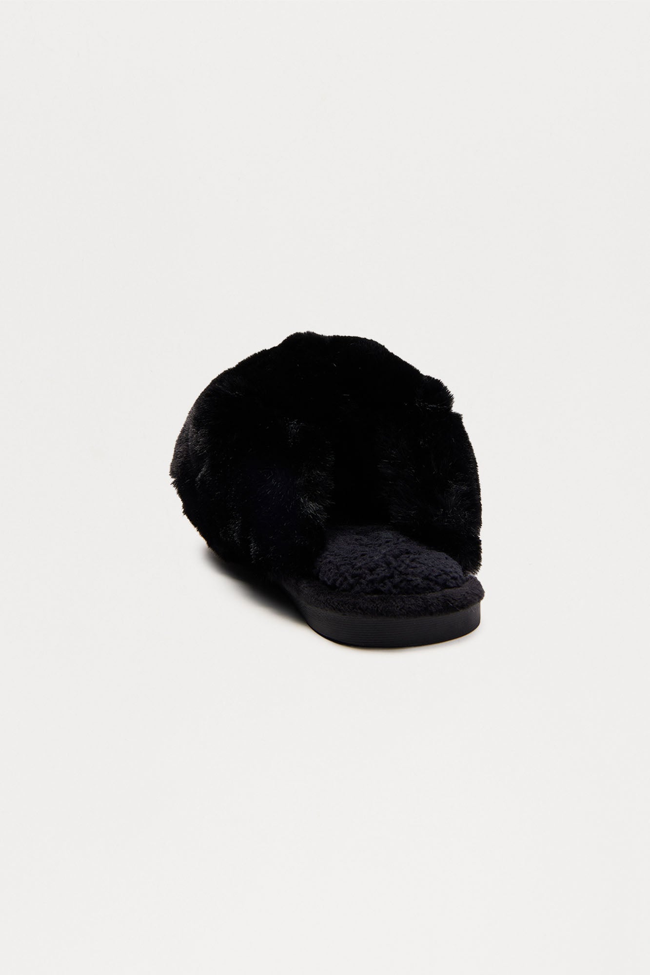 Fluff Faux Fur Slippers - Black - Image 3